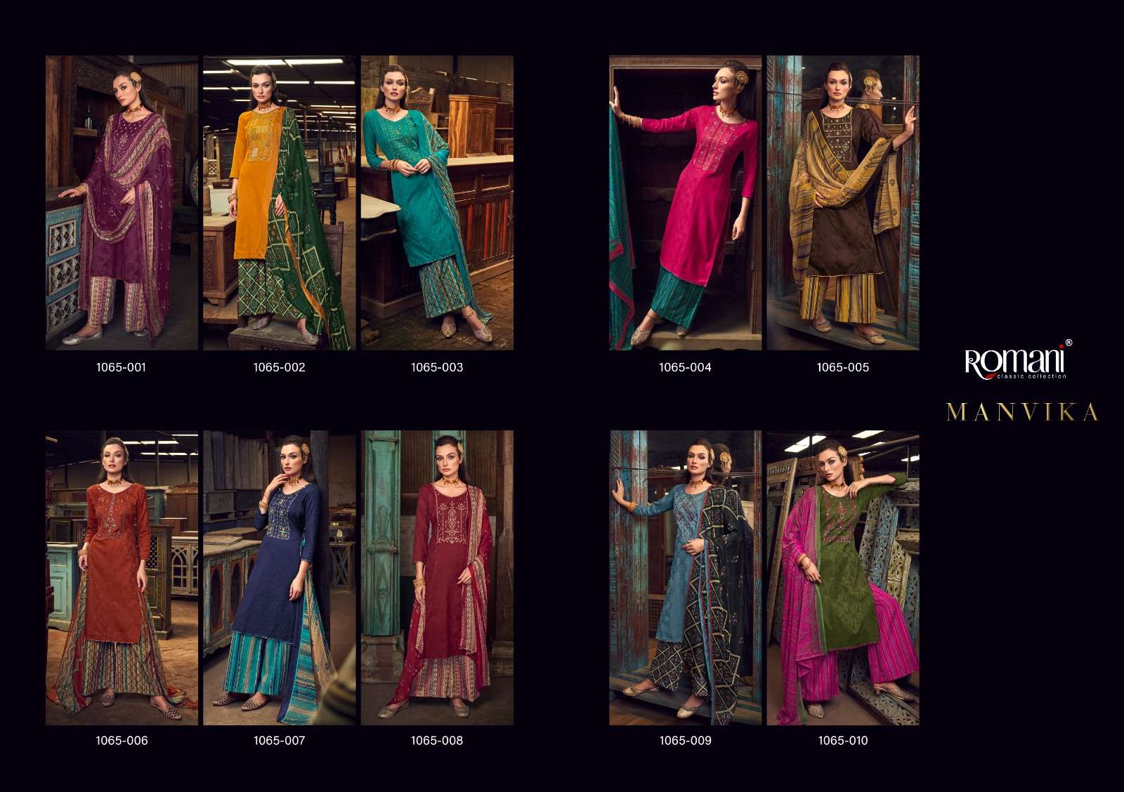 Manvika By Romani 1065-001 To 1065-010 Series Suits Beautiful Fancy Colorful Stylish Party Wear & Occasional Wear Soft Cotton Print Dresses At Wholesale Price