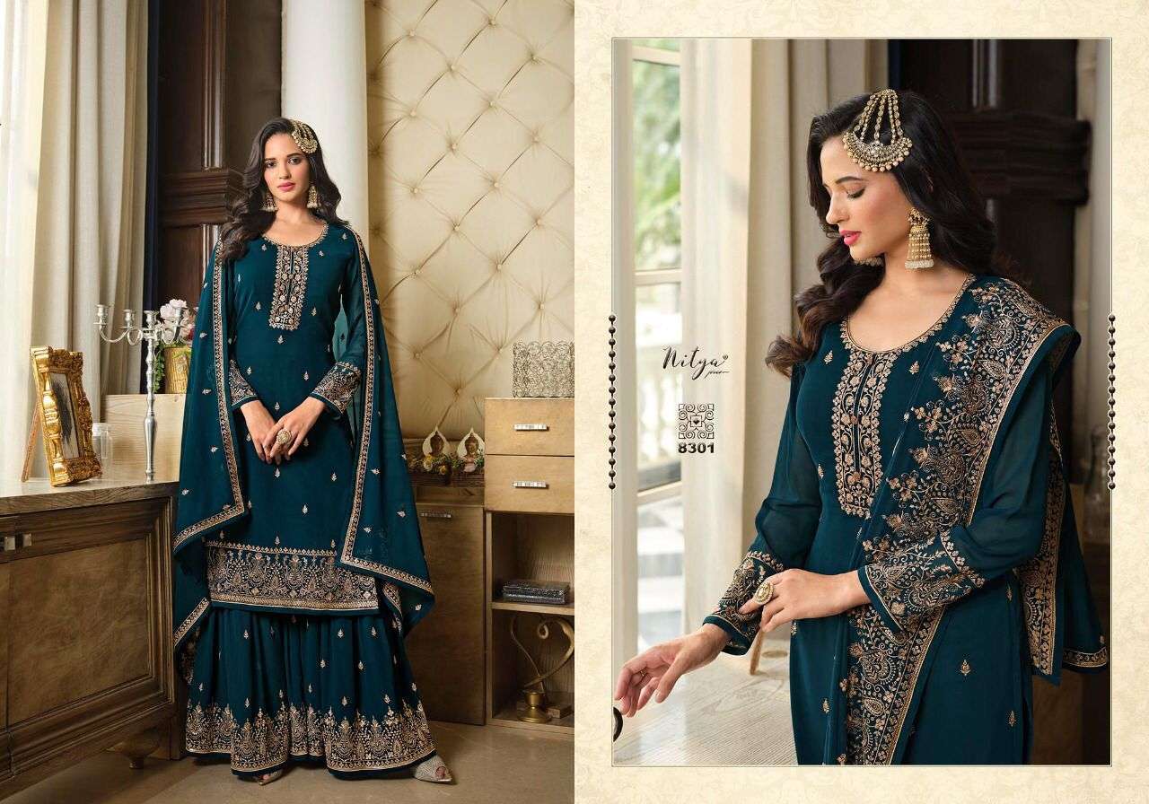 Nitya Vol-183 By LT Fabrics 8301 To 8306 Series Designer Sharara Suits Beautiful Fancy Colorful Stylish Party Wear & Occasional Wear Georgette Dresses At Wholesale Price