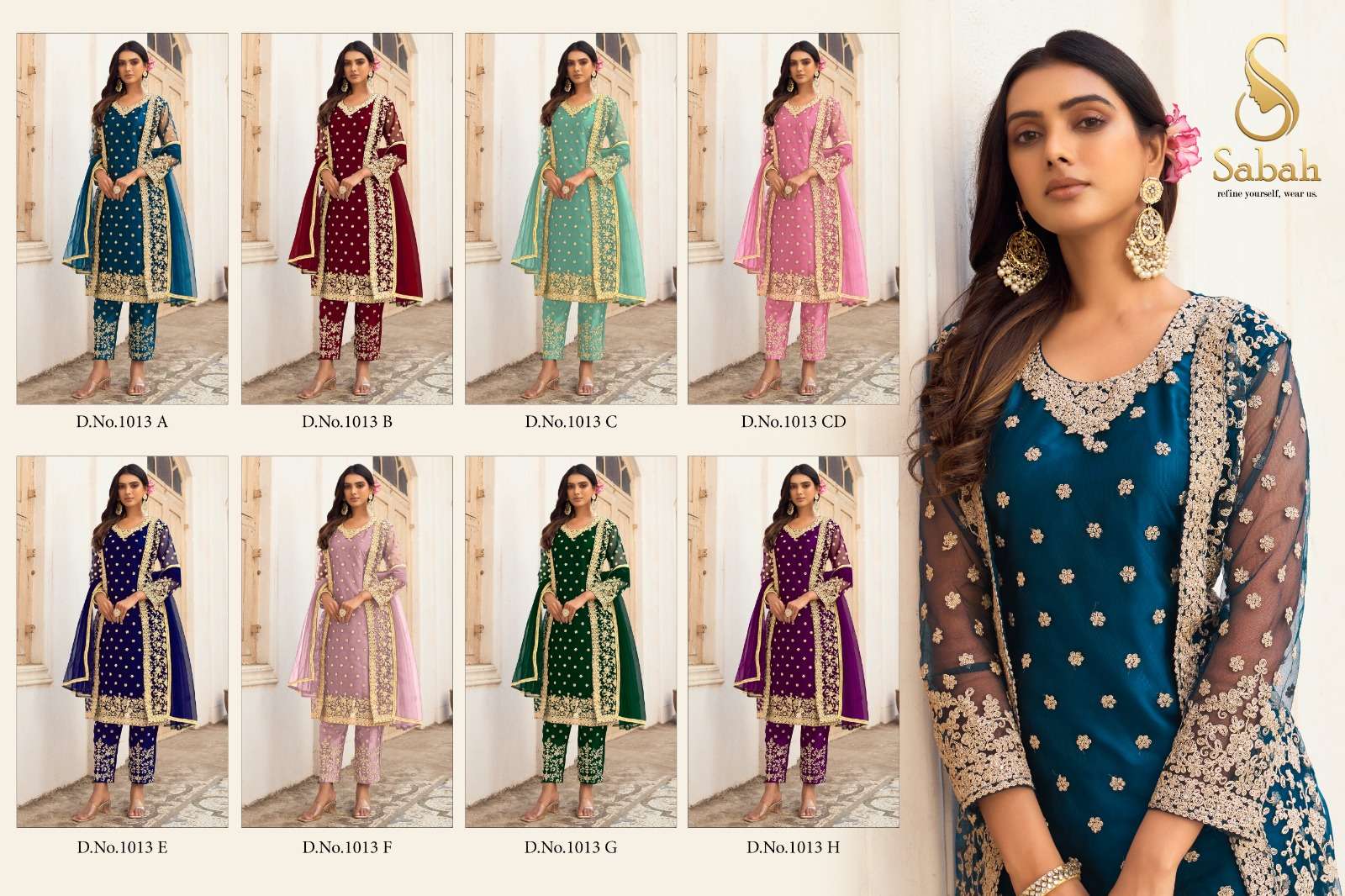 Khwaab 1013 Colours By Sabah 1013-A To 1013-H Series Designer Anarkali Suits Beautiful Fancy Colorful Stylish Party Wear & Occasional Wear Heavy Net Dresses At Wholesale Price