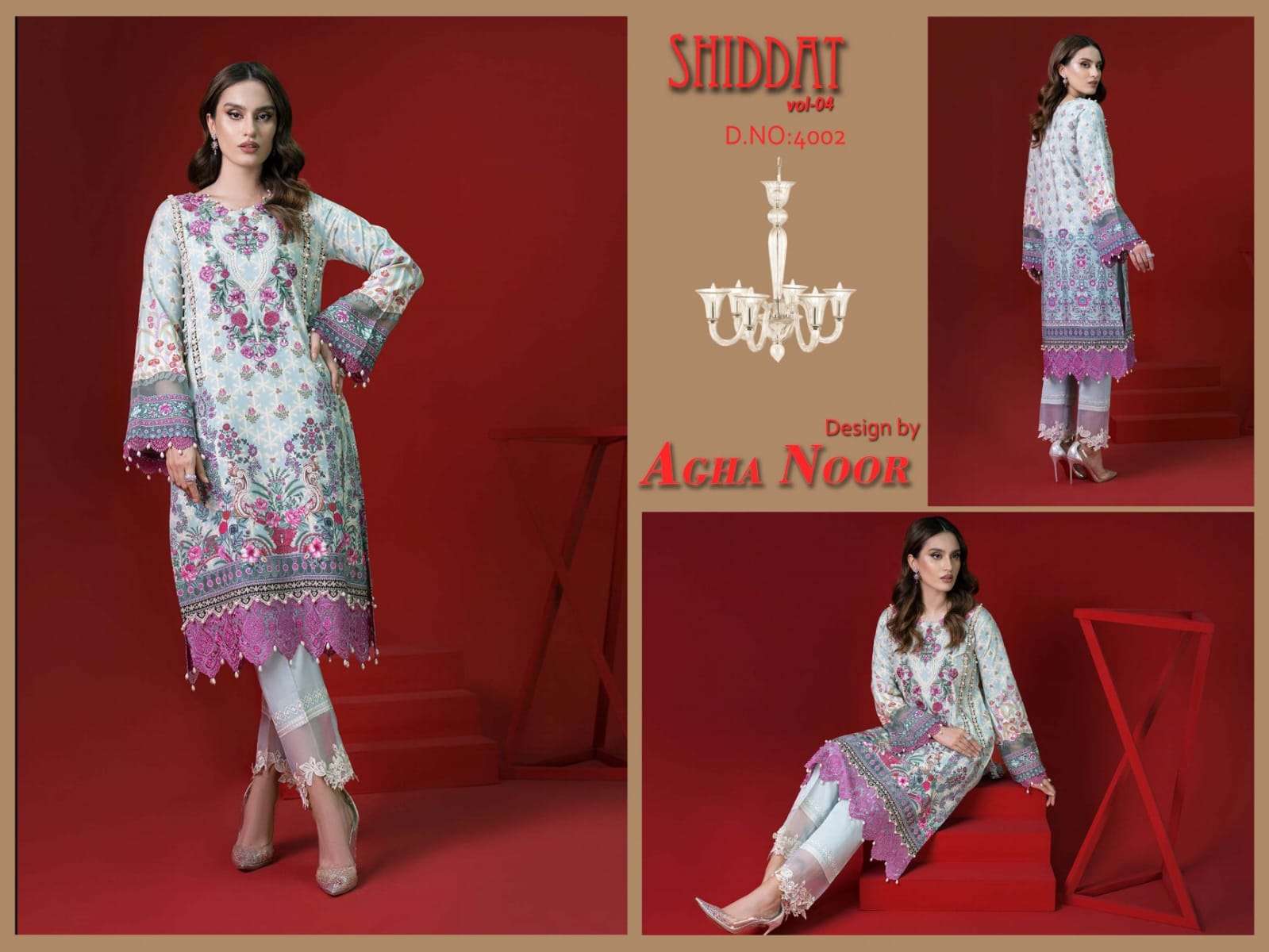 Shiddat Vol-4 By Agha Noor 4001 To 4010 Series Beautiful Stylish Pakistani Suits Fancy Colorful Casual Wear & Ethnic Wear & Ready To Wear Jam Satin Cotton Embroidered Dresses At Wholesale Price