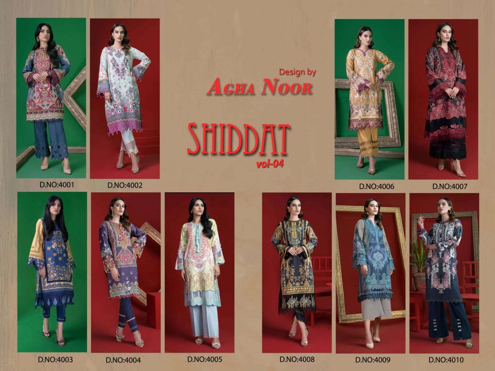 Shiddat Vol-4 By Agha Noor 4001 To 4010 Series Beautiful Stylish Pakistani Suits Fancy Colorful Casual Wear & Ethnic Wear & Ready To Wear Jam Satin Cotton Embroidered Dresses At Wholesale Price