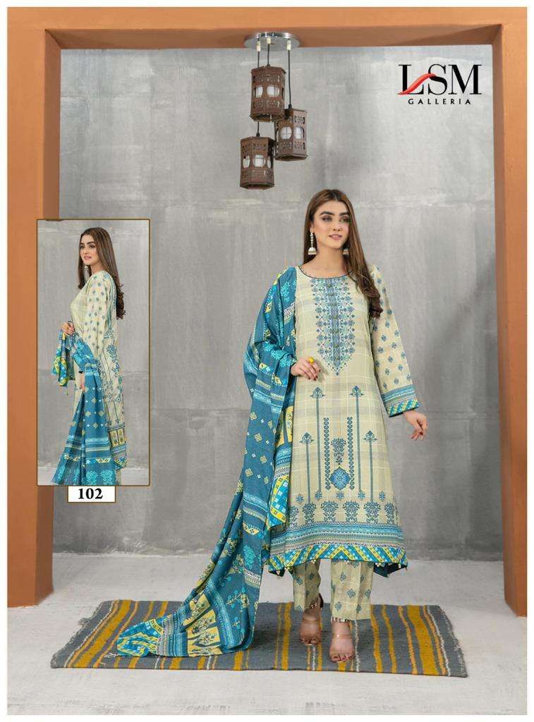 Sana Samia By Lsm Galleria 101 To 106 Series Beautiful Suits Stylish Colorful Fancy Casual Wear & Ethnic Wear Pure Lawn Print Dresses At Wholesale Price