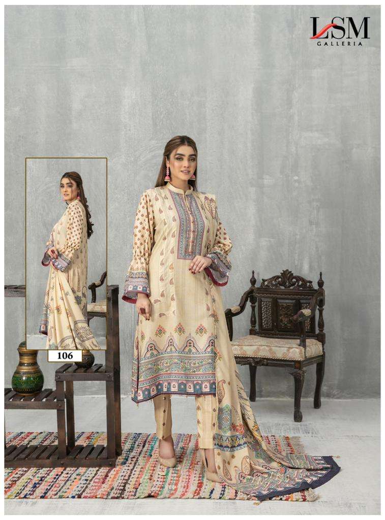 Sana Samia By Lsm Galleria 101 To 106 Series Beautiful Suits Stylish Colorful Fancy Casual Wear & Ethnic Wear Pure Lawn Print Dresses At Wholesale Price