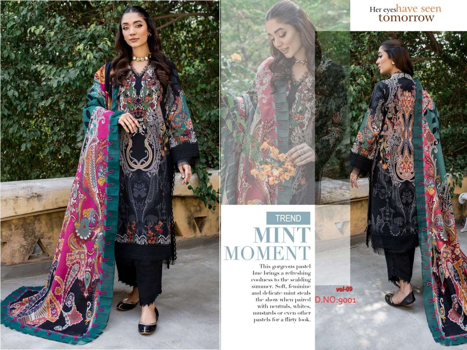 Luxury Lawn Collection Vol-9 By Agha Noor 9001 To 9006 Series Beautiful Suits Stylish Colorful Fancy Casual Wear & Ethnic Wear Lawn Cotton Print Dresses At Wholesale Price