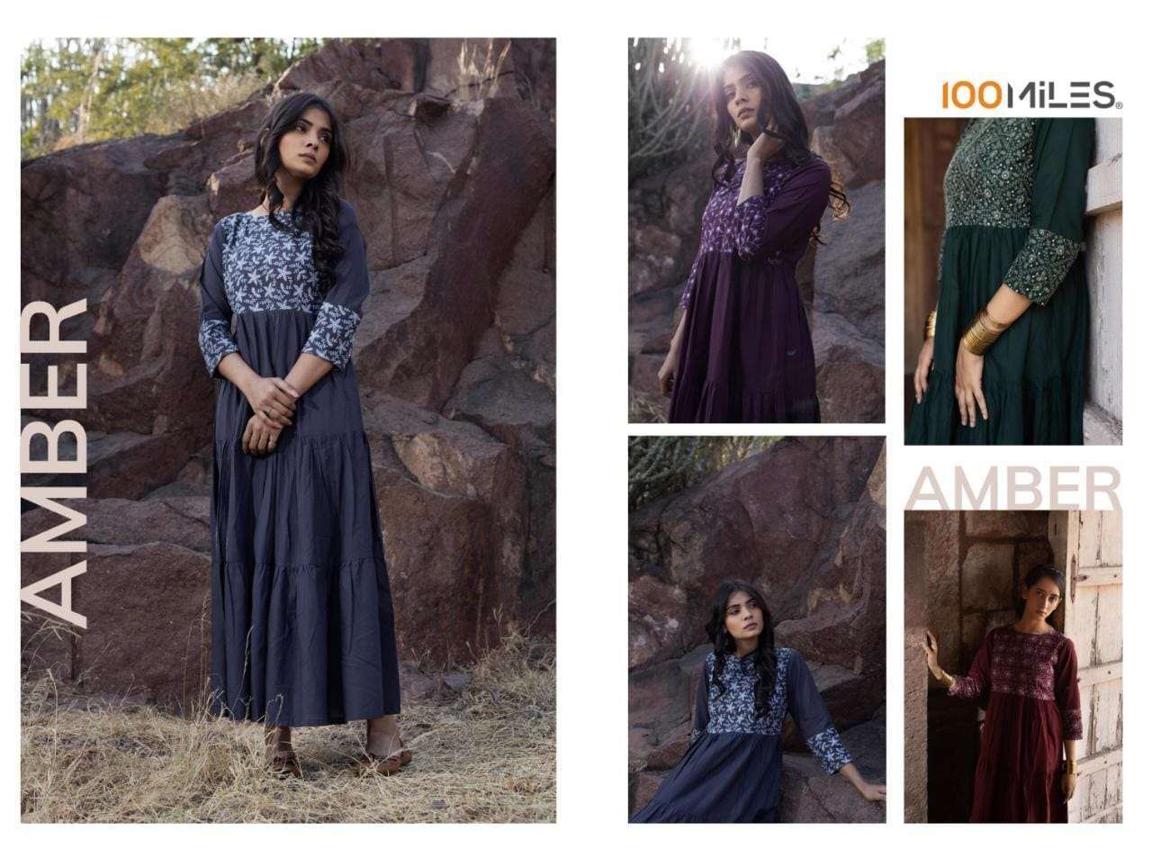 Amber By 100 Miles 01 To 04 Series Beautiful Stylish Fancy Colorful Casual Wear & Ethnic Wear Pure Cotton Gowns At Wholesale Price