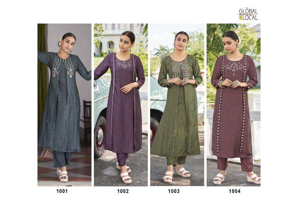 Isha By Global Local 1001 To 1004 Series Designer Stylish Fancy Colorful Beautiful Party Wear & Ethnic Wear Collection Muslin Print Kurtis At Wholesale Price