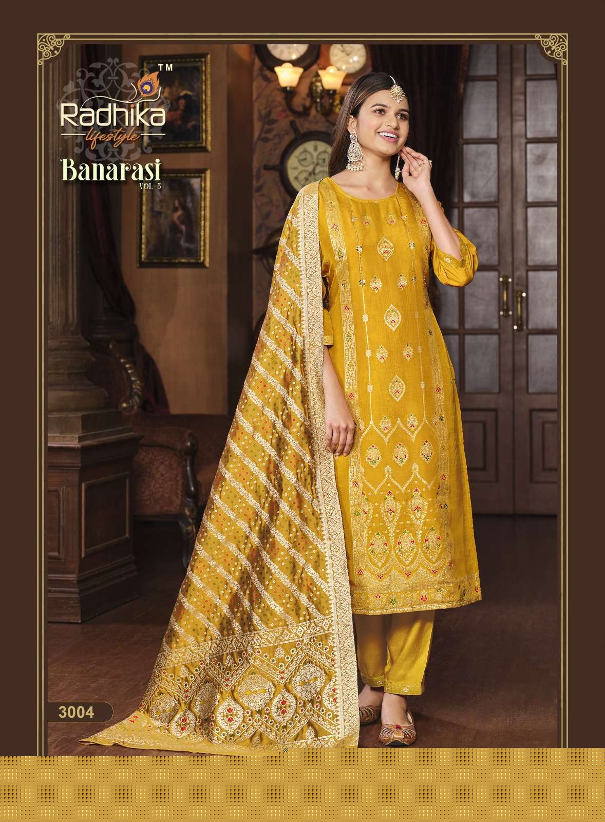 Banarasi Vol-3 By Radhika Lifestyle 3001 To 3006 Series Beautiful Stylish Suits Fancy Colorful Casual Wear & Ethnic Wear & Ready To Wear Pure Dola Silk Dresses At Wholesale Price