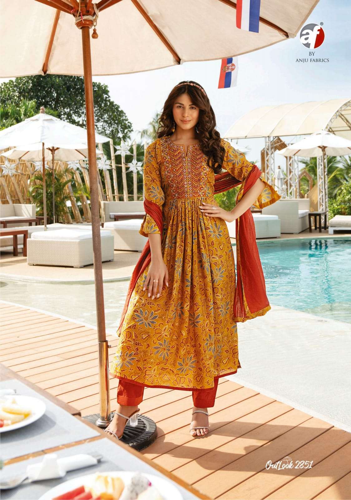 Outlook By Anju Fabrics 2851 To 2856 Series Beautiful Stylish Suits Fancy Colorful Casual Wear & Ethnic Wear & Ready To Wear Modal Viscose Dresses At Wholesale Price