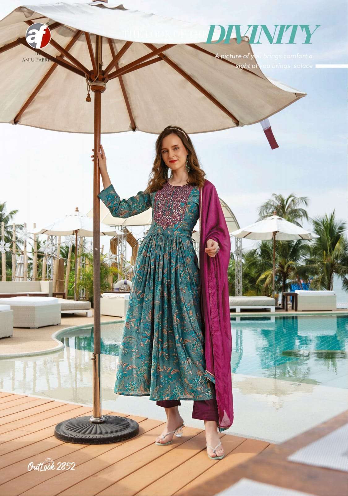 Outlook By Anju Fabrics 2851 To 2856 Series Beautiful Stylish Suits Fancy Colorful Casual Wear & Ethnic Wear & Ready To Wear Modal Viscose Dresses At Wholesale Price