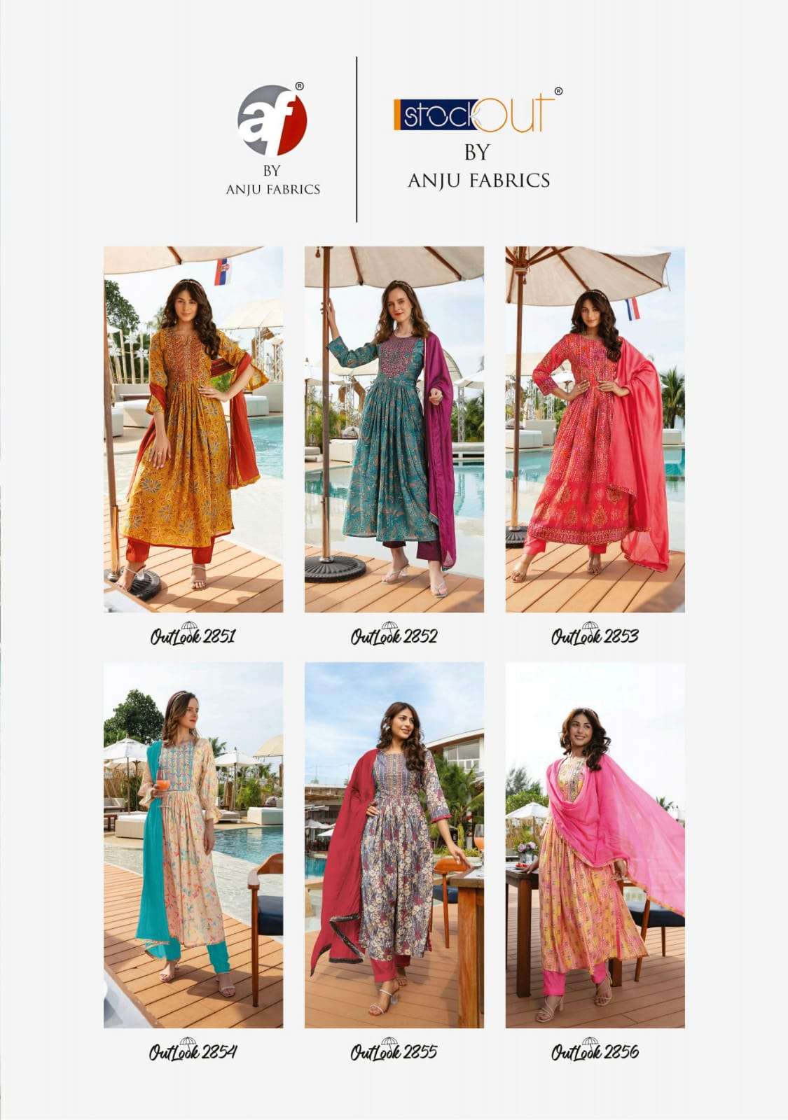 Outlook By Anju Fabrics 2851 To 2856 Series Beautiful Stylish Suits Fancy Colorful Casual Wear & Ethnic Wear & Ready To Wear Modal Viscose Dresses At Wholesale Price