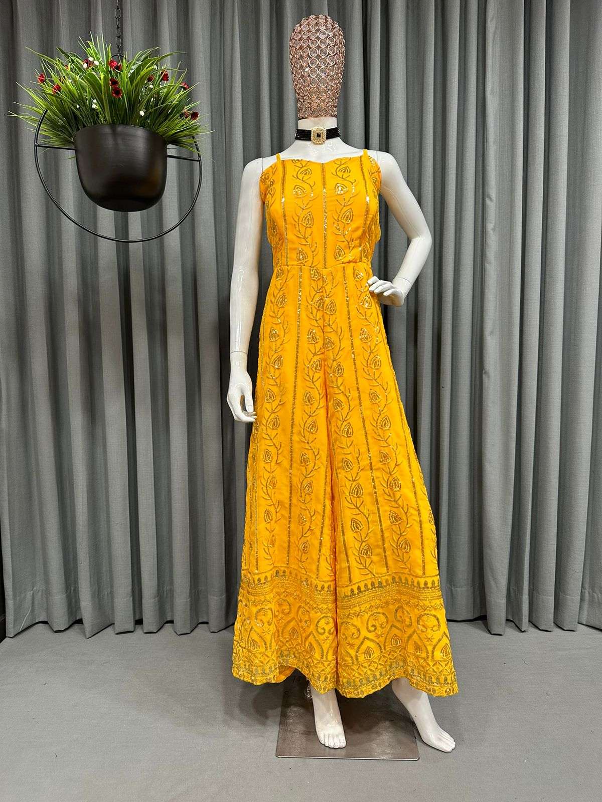 1255 By Kaamiri Designer Stylish Fancy Colorful Beautiful Party Wear & Ethnic Wear Collection Faux Georgette Jumpsuit At Wholesale Price