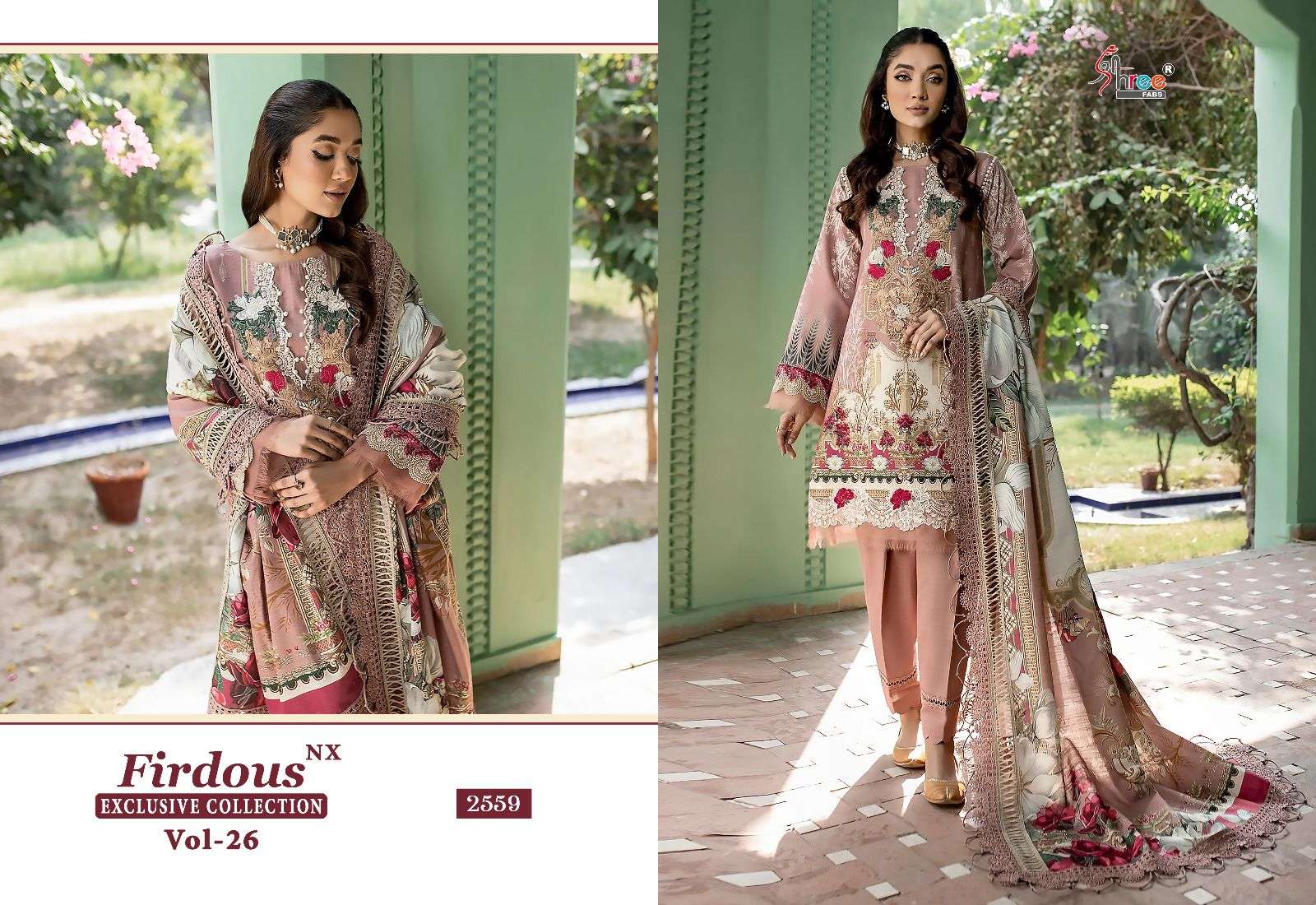 Firdous Exclusive Collection Vol-26 Nx By Shree Fabs 2559 To 2566 Series Beautiful Pakistani Suits Colorful Stylish Fancy Casual Wear & Ethnic Wear Pure Cotton Print With Embroidered Dresses At Wholesale Price