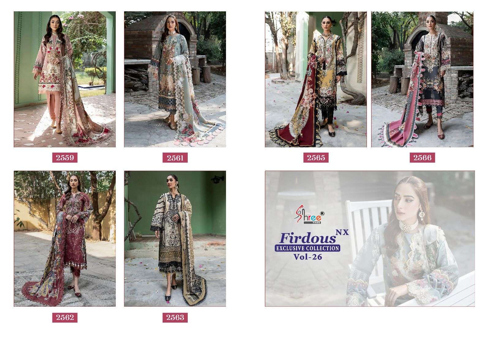 Firdous Exclusive Collection Vol-26 Nx By Shree Fabs 2559 To 2566 Series Beautiful Pakistani Suits Colorful Stylish Fancy Casual Wear & Ethnic Wear Pure Cotton Print With Embroidered Dresses At Wholesale Price
