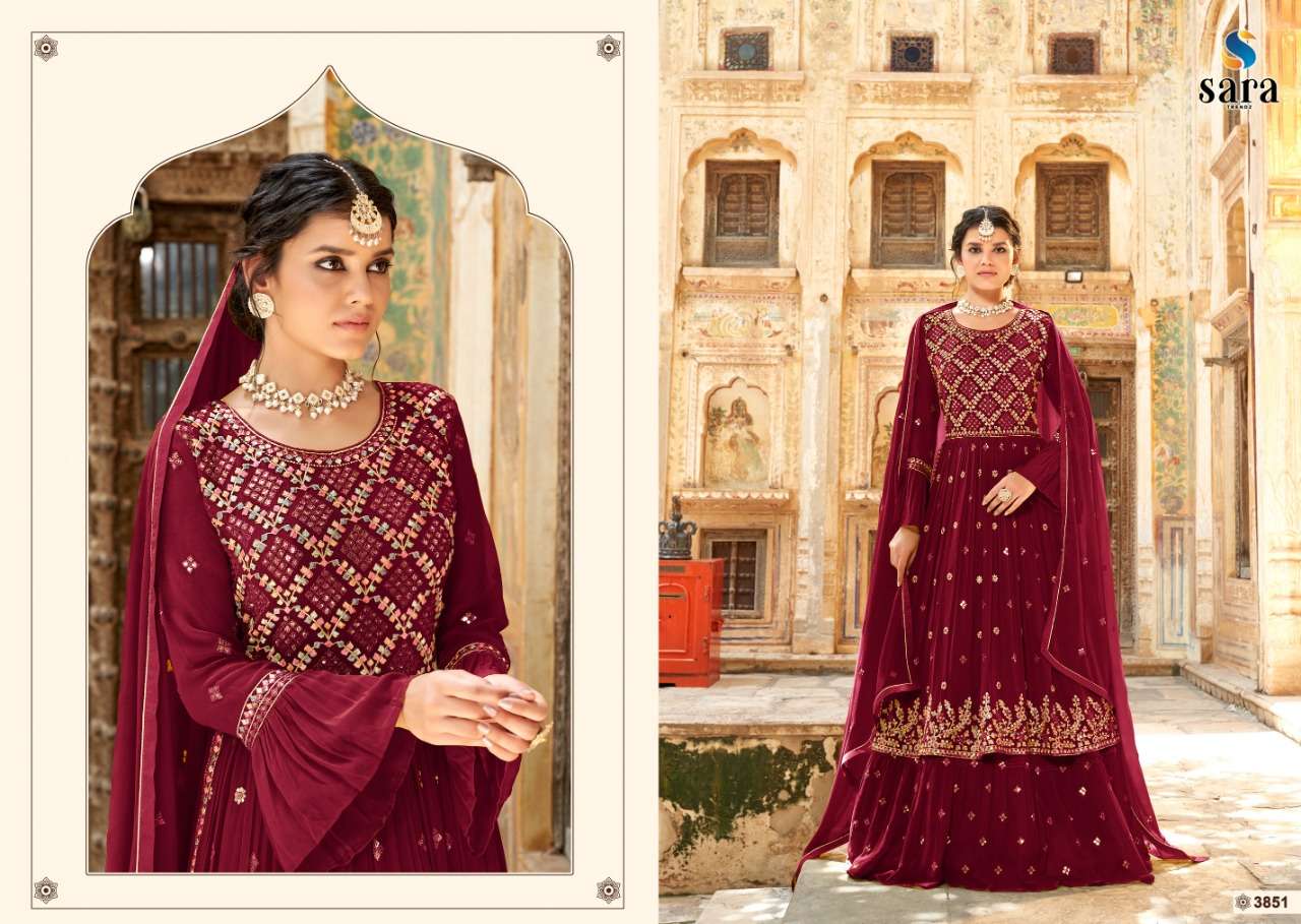 Ruby Vol-2 By Sara Trendz 3851 To 3854 Series Beautiful Sharara Suits Colorful Stylish Fancy Casual Wear & Ethnic Wear Georgette Embroidered Dresses At Wholesale Price