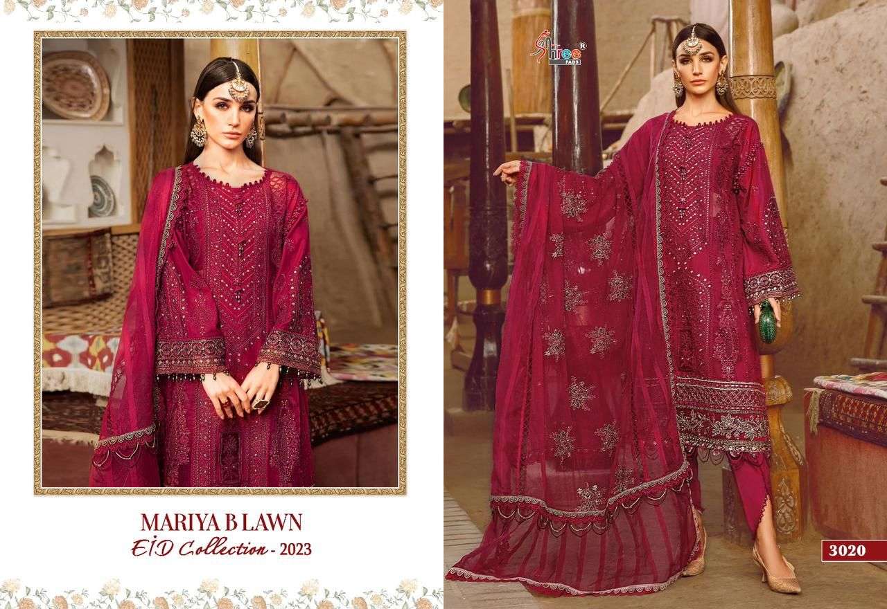Mariya B Lawn Eid Collection-2023 By Shree Fabs 3020 To 3027 Series Designer Pakistani Suits Beautiful Fancy Stylish Colorful Party Wear & Occasional Wear Pure Lawn Cotton Embroidery Dresses At Wholesale Price