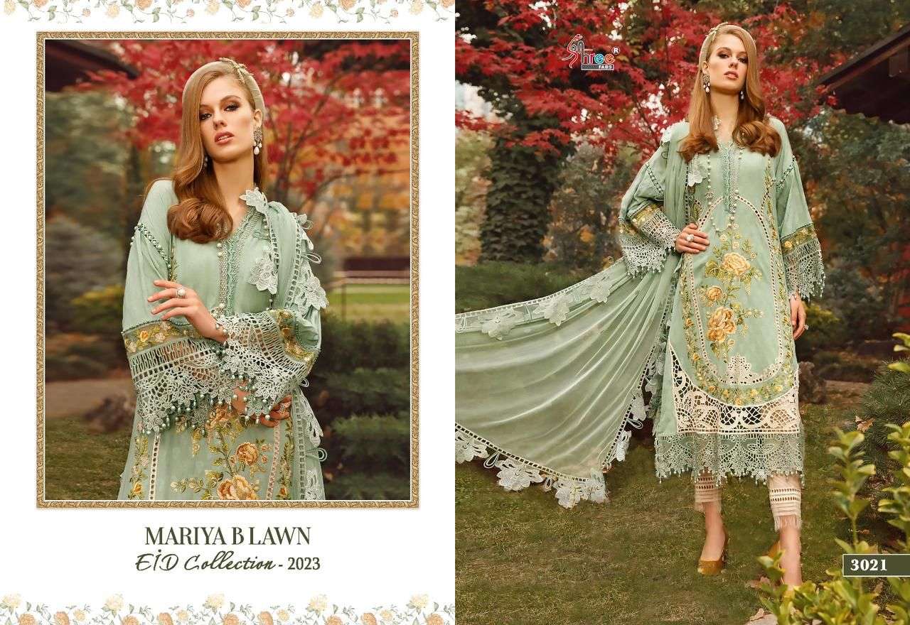 Mariya B Lawn Eid Collection-2023 By Shree Fabs 3020 To 3027 Series Designer Pakistani Suits Beautiful Fancy Stylish Colorful Party Wear & Occasional Wear Pure Lawn Cotton Embroidery Dresses At Wholesale Price