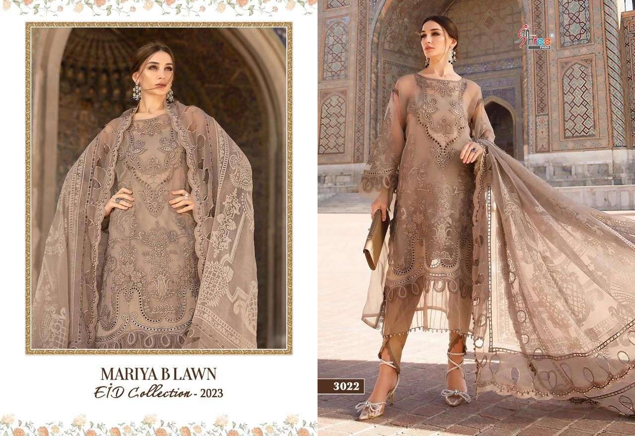 Mariya B Lawn Eid Collection-2023 By Shree Fabs 3020 To 3027 Series Designer Pakistani Suits Beautiful Fancy Stylish Colorful Party Wear & Occasional Wear Pure Lawn Cotton Embroidery Dresses At Wholesale Price