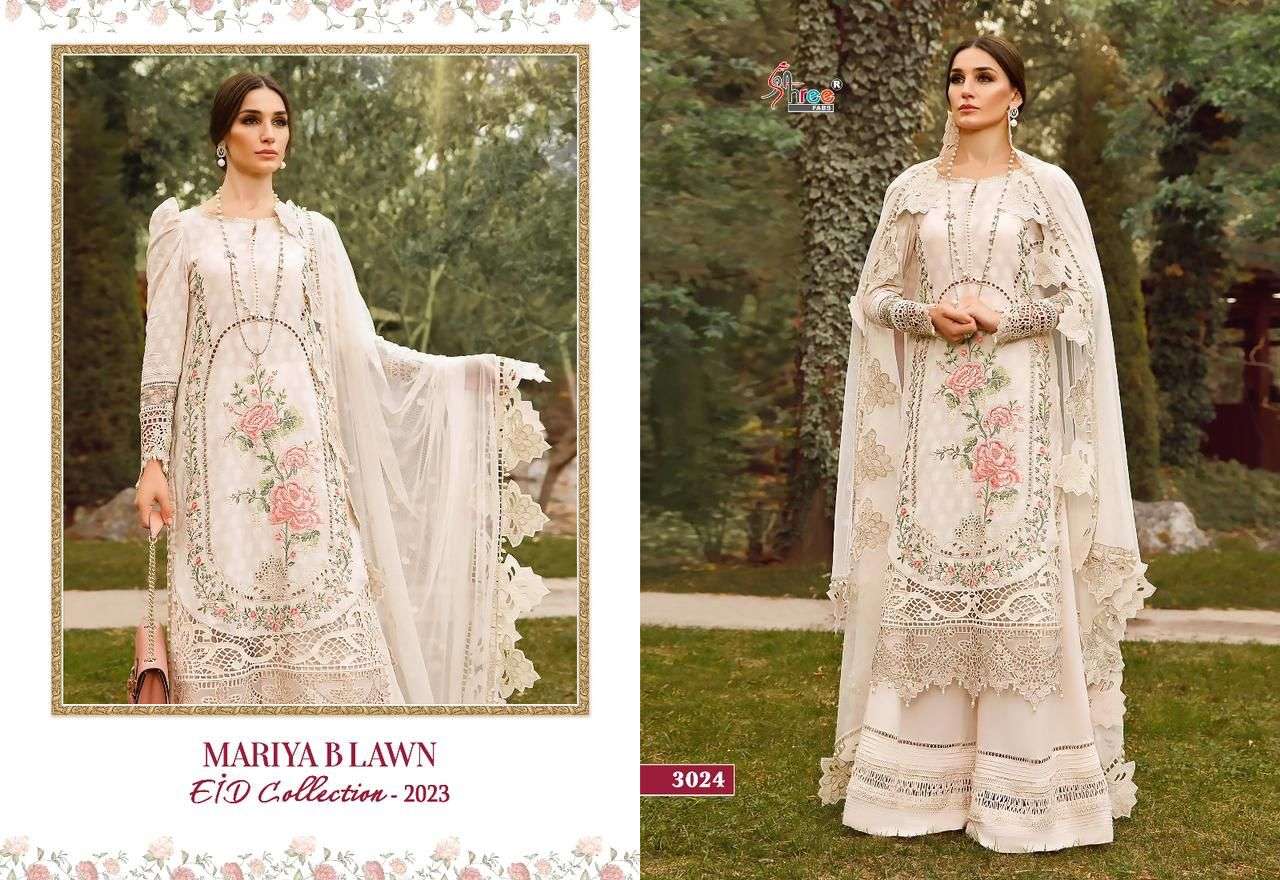 Mariya B Lawn Eid Collection-2023 By Shree Fabs 3020 To 3027 Series Designer Pakistani Suits Beautiful Fancy Stylish Colorful Party Wear & Occasional Wear Pure Lawn Cotton Embroidery Dresses At Wholesale Price