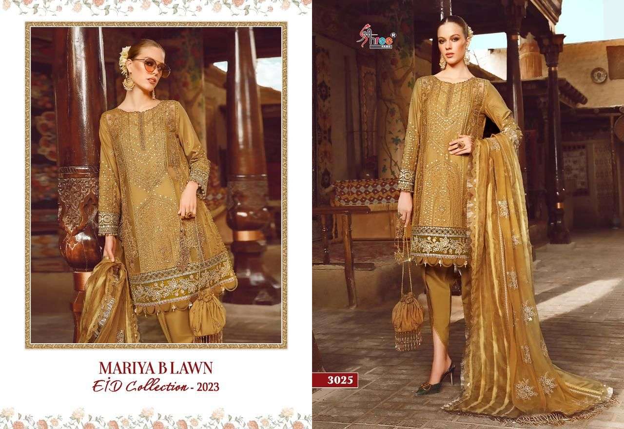 Mariya B Lawn Eid Collection-2023 By Shree Fabs 3020 To 3027 Series Designer Pakistani Suits Beautiful Fancy Stylish Colorful Party Wear & Occasional Wear Pure Lawn Cotton Embroidery Dresses At Wholesale Price