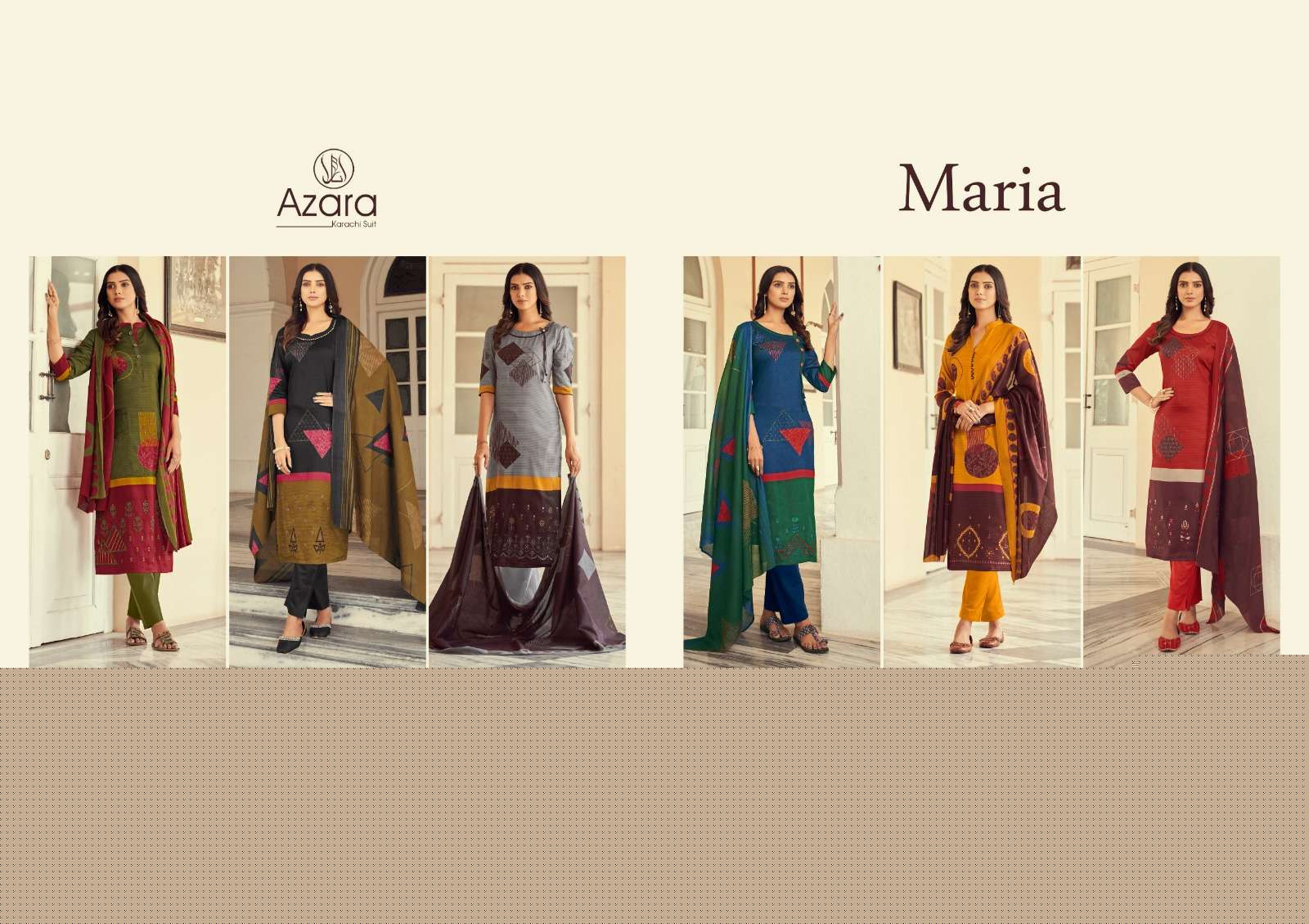 Maria By Azara 54001 To 54006 Series Designer Festive Suits Beautiful Fancy Stylish Colorful Party Wear & Occasional Wear Pure Jam Cotton Print Work Dresses At Wholesale Price