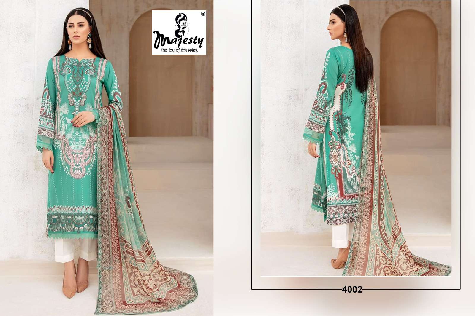Cheveron Lawn Vol-4 By Majesty 4001 To 4006 Series Beautiful Stylish Pakistani Suits Fancy Colorful Casual Wear & Ethnic Wear & Ready To Wear Pure Cotton With Embroidery Dresses At Wholesale Price