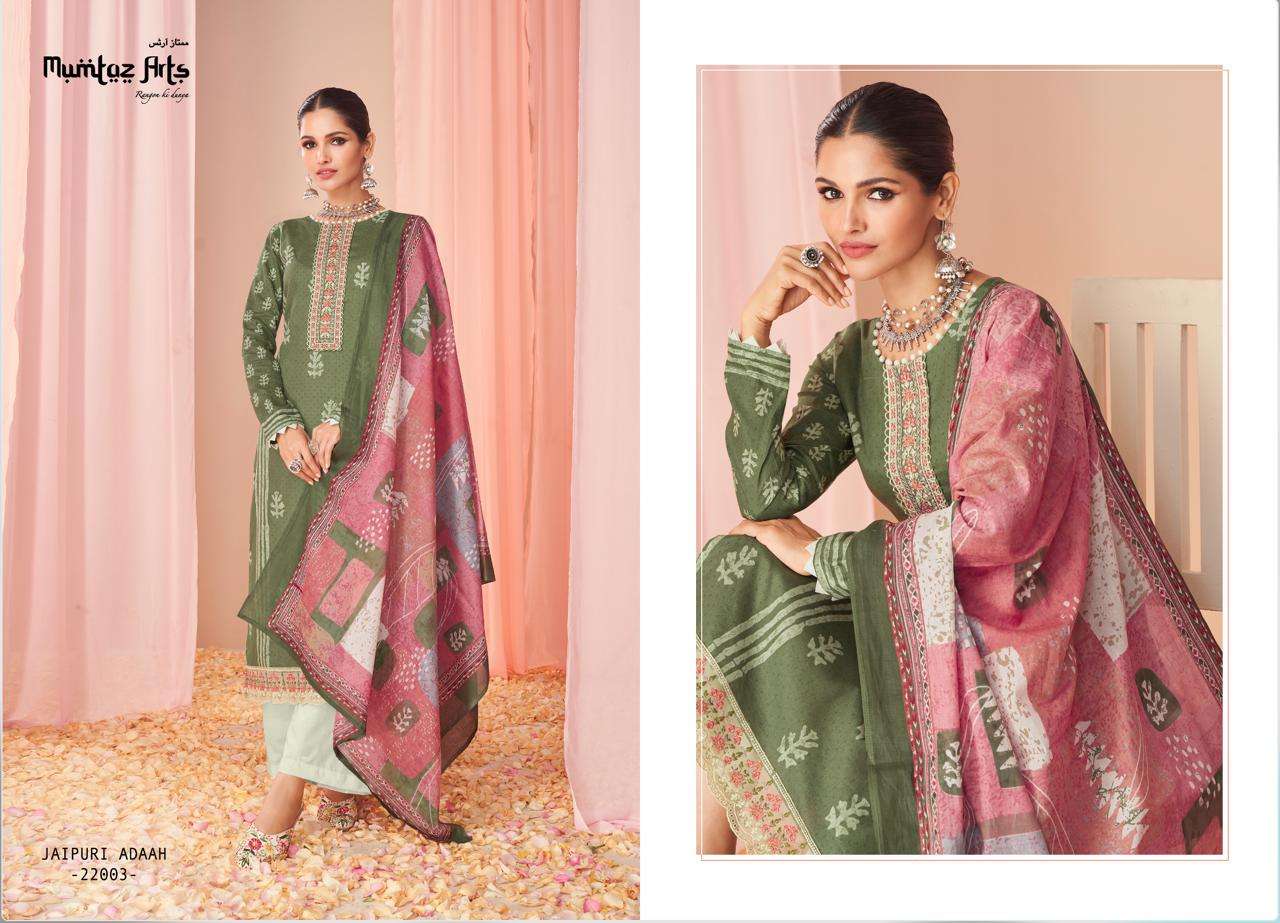 Jaipuri Adaah Vol-3 By Mumtaz Arts 22001 To 22008 Series Beautiful Stylish Festive Suits Fancy Colorful Casual Wear & Ethnic Wear & Ready To Wear Pure Lawn Cambric Cotton With Embroidery Dresses At Wholesale Price
