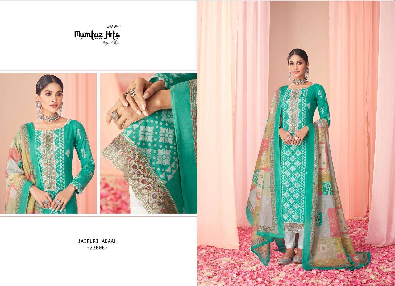Jaipuri Adaah Vol-3 By Mumtaz Arts 22001 To 22008 Series Beautiful Stylish Festive Suits Fancy Colorful Casual Wear & Ethnic Wear & Ready To Wear Pure Lawn Cambric Cotton With Embroidery Dresses At Wholesale Price