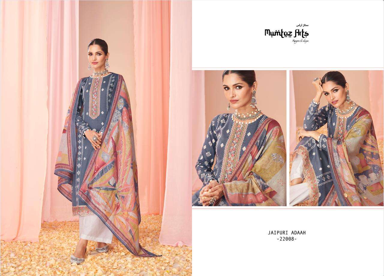 Jaipuri Adaah Vol-3 By Mumtaz Arts 22001 To 22008 Series Beautiful Stylish Festive Suits Fancy Colorful Casual Wear & Ethnic Wear & Ready To Wear Pure Lawn Cambric Cotton With Embroidery Dresses At Wholesale Price