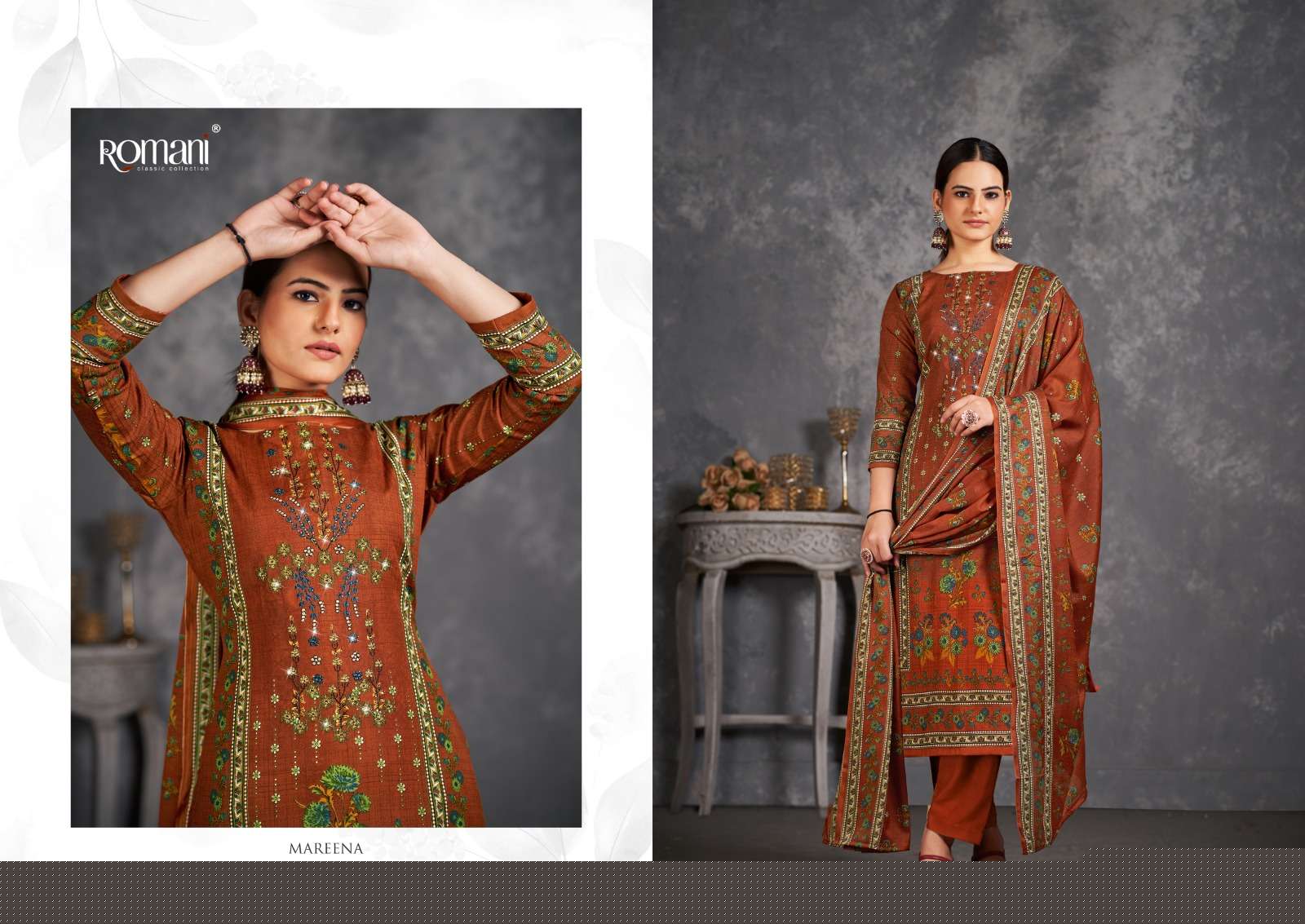 Mareena Vol-11 By Romani 1075-001 To 1075-010 Series Beautiful Stylish Festive Suits Fancy Colorful Casual Wear & Ethnic Wear & Ready To Wear Pure Soft Cotton With Embroidery Dresses At Wholesale Price