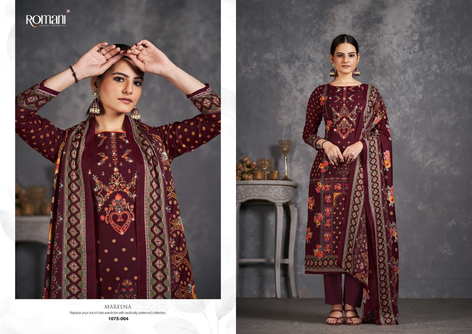 Mareena Vol-11 By Romani 1075-001 To 1075-010 Series Beautiful Stylish Festive Suits Fancy Colorful Casual Wear & Ethnic Wear & Ready To Wear Pure Soft Cotton With Embroidery Dresses At Wholesale Price