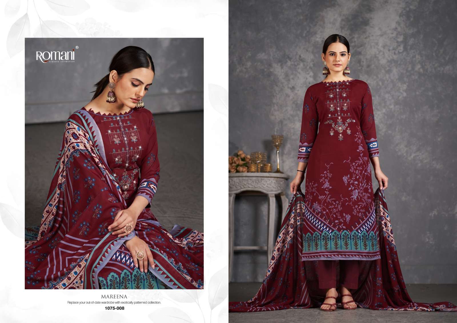Mareena Vol-11 By Romani 1075-001 To 1075-010 Series Beautiful Stylish Festive Suits Fancy Colorful Casual Wear & Ethnic Wear & Ready To Wear Pure Soft Cotton With Embroidery Dresses At Wholesale Price