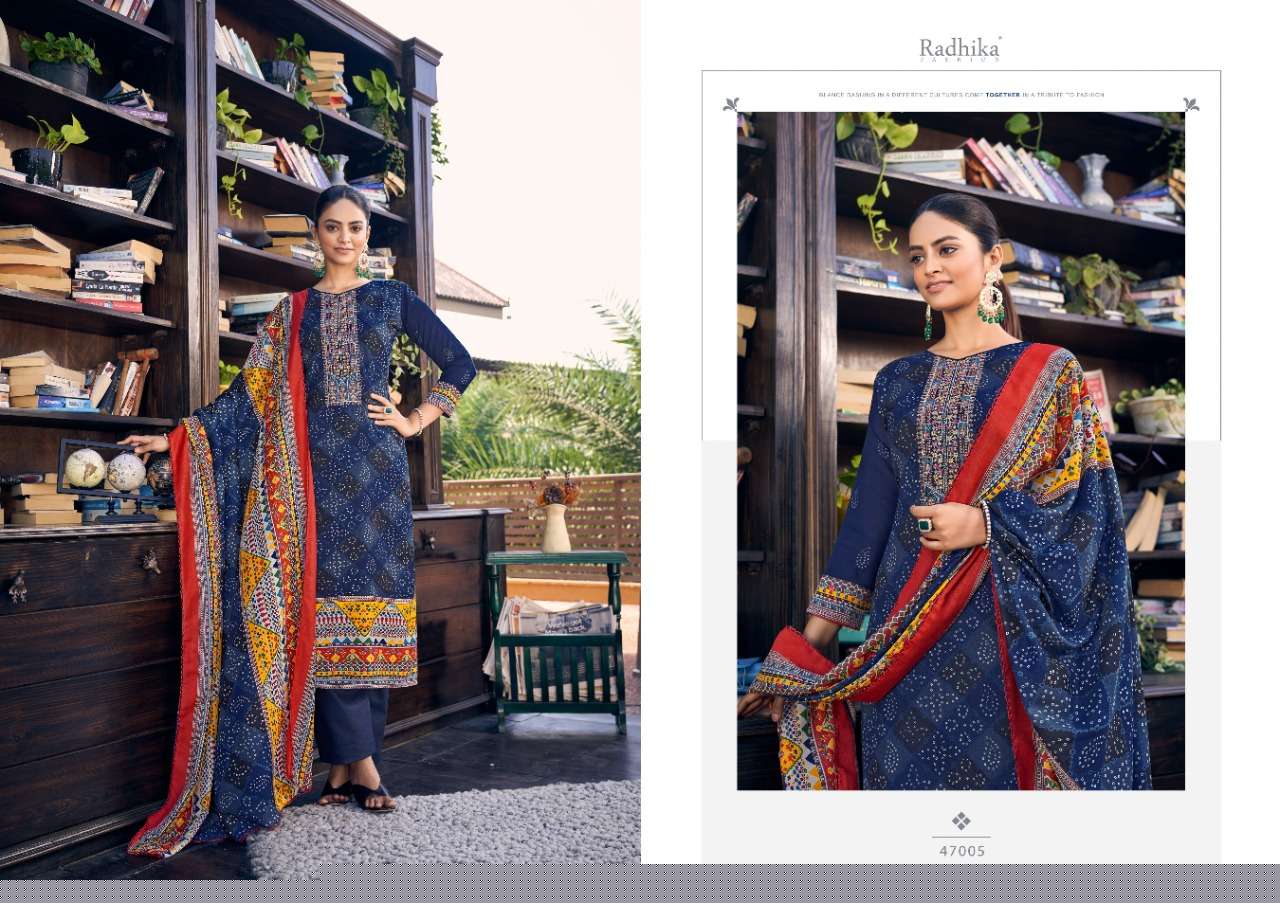 Aarohi By Azara 47001 To 47008 Series Beautiful Stylish Festive Suits Fancy Colorful Casual Wear & Ethnic Wear & Ready To Wear Cotton Slub Print With Embroidery Dresses At Wholesale Price