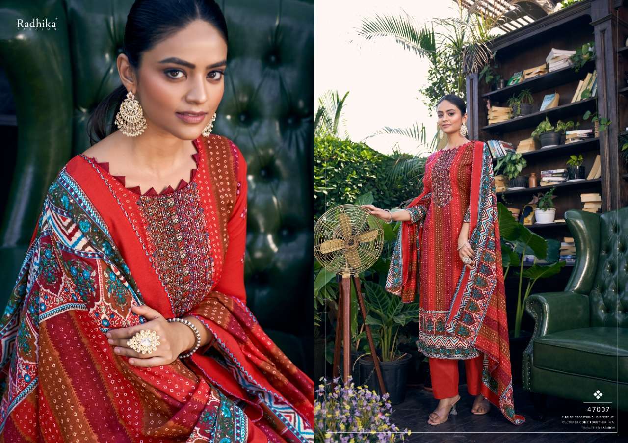 Aarohi By Azara 47001 To 47008 Series Beautiful Stylish Festive Suits Fancy Colorful Casual Wear & Ethnic Wear & Ready To Wear Cotton Slub Print With Embroidery Dresses At Wholesale Price