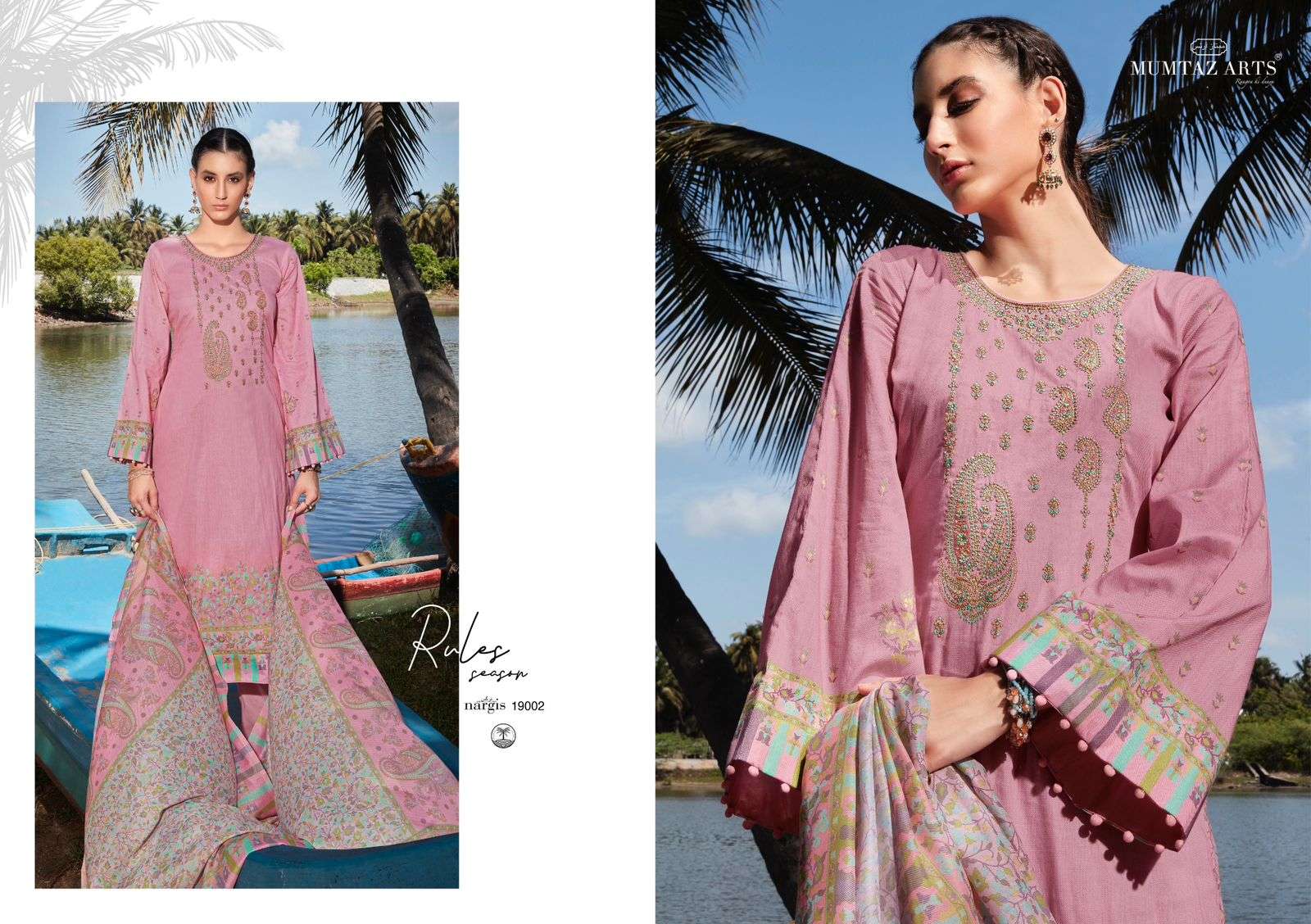 Nargis By Mumtaz Arts 19001 To 19008 Series Beautiful Stylish Festive Suits Fancy Colorful Casual Wear & Ethnic Wear & Ready To Wear Pure Lawn Cambric With Embroidery Dresses At Wholesale Price