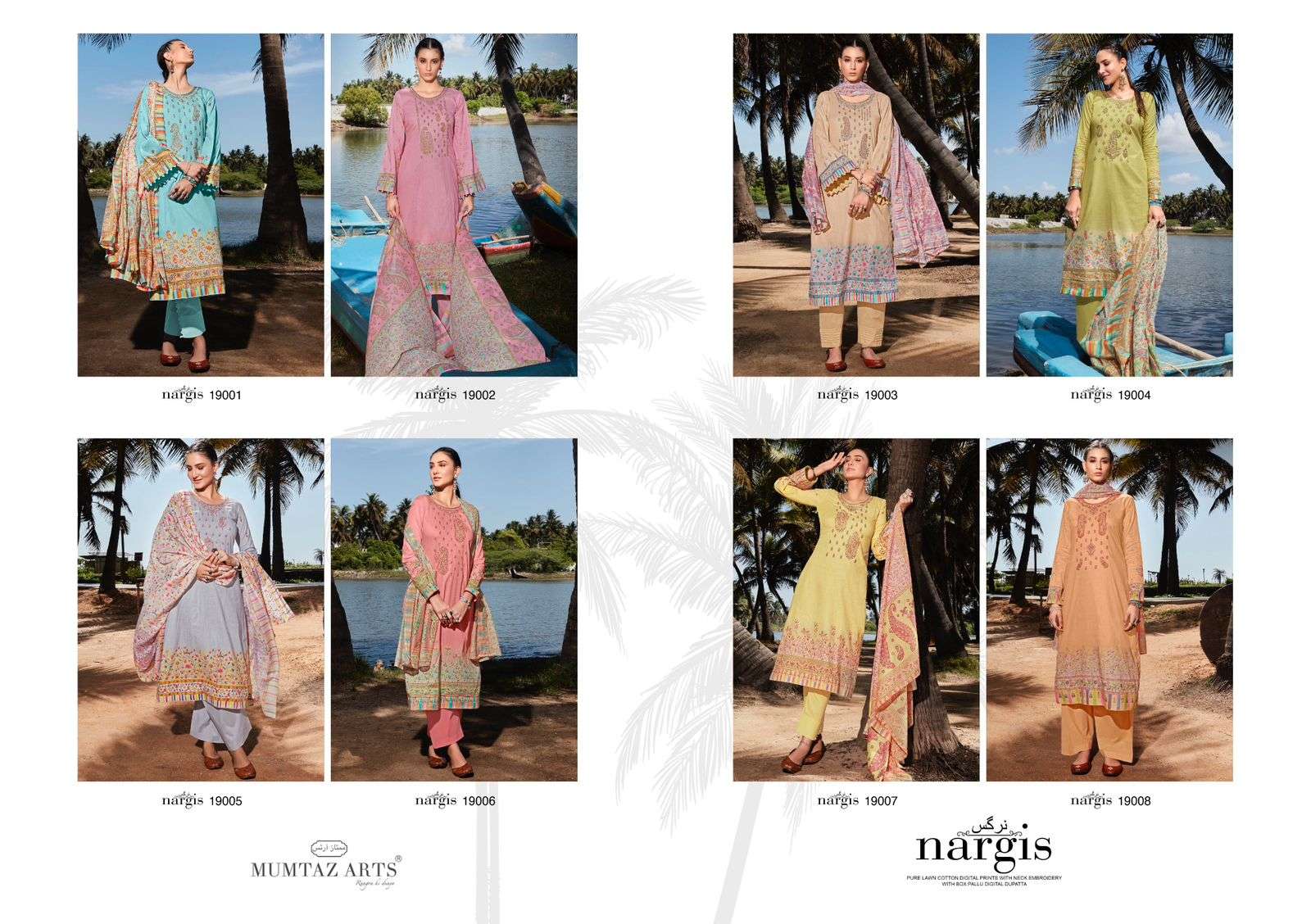 Nargis By Mumtaz Arts 19001 To 19008 Series Beautiful Stylish Festive Suits Fancy Colorful Casual Wear & Ethnic Wear & Ready To Wear Pure Lawn Cambric With Embroidery Dresses At Wholesale Price