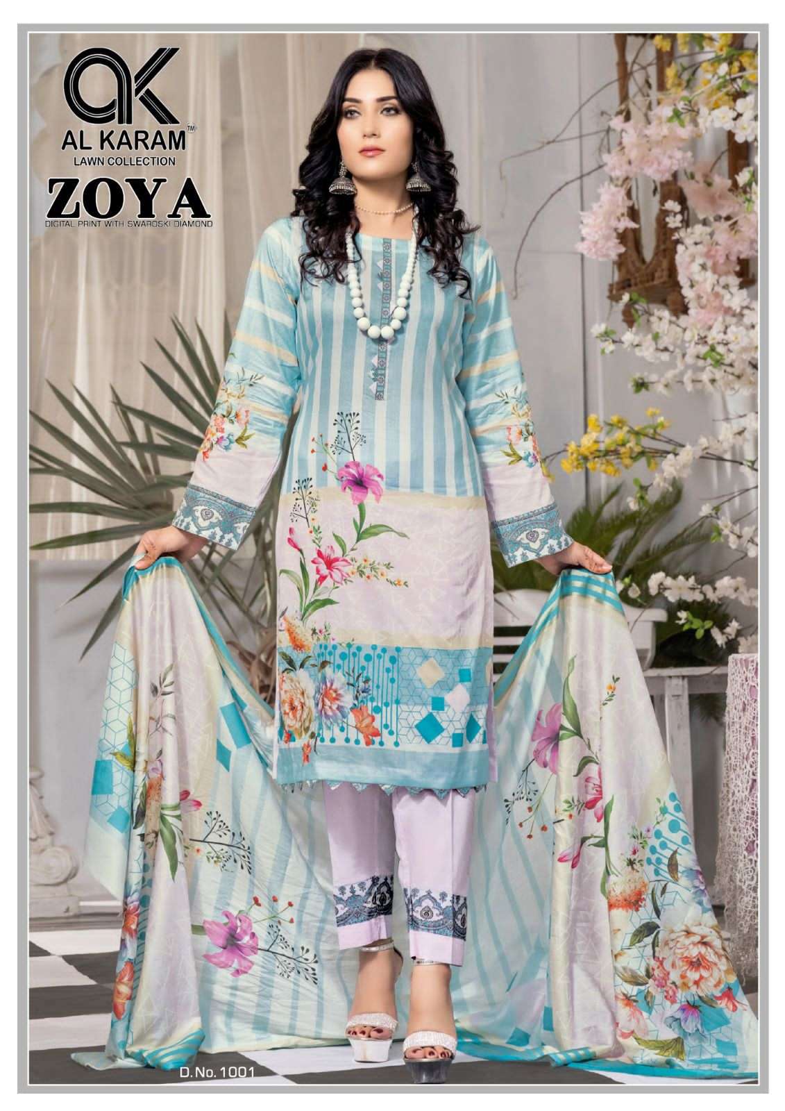Zoya By Al Karam Lawn Collection 1001 To 1006 Series Designer Festive Suits Beautiful Fancy Stylish Colorful Party Wear & Occasional Wear Jam Cotton Printed Dresses At Wholesale Price