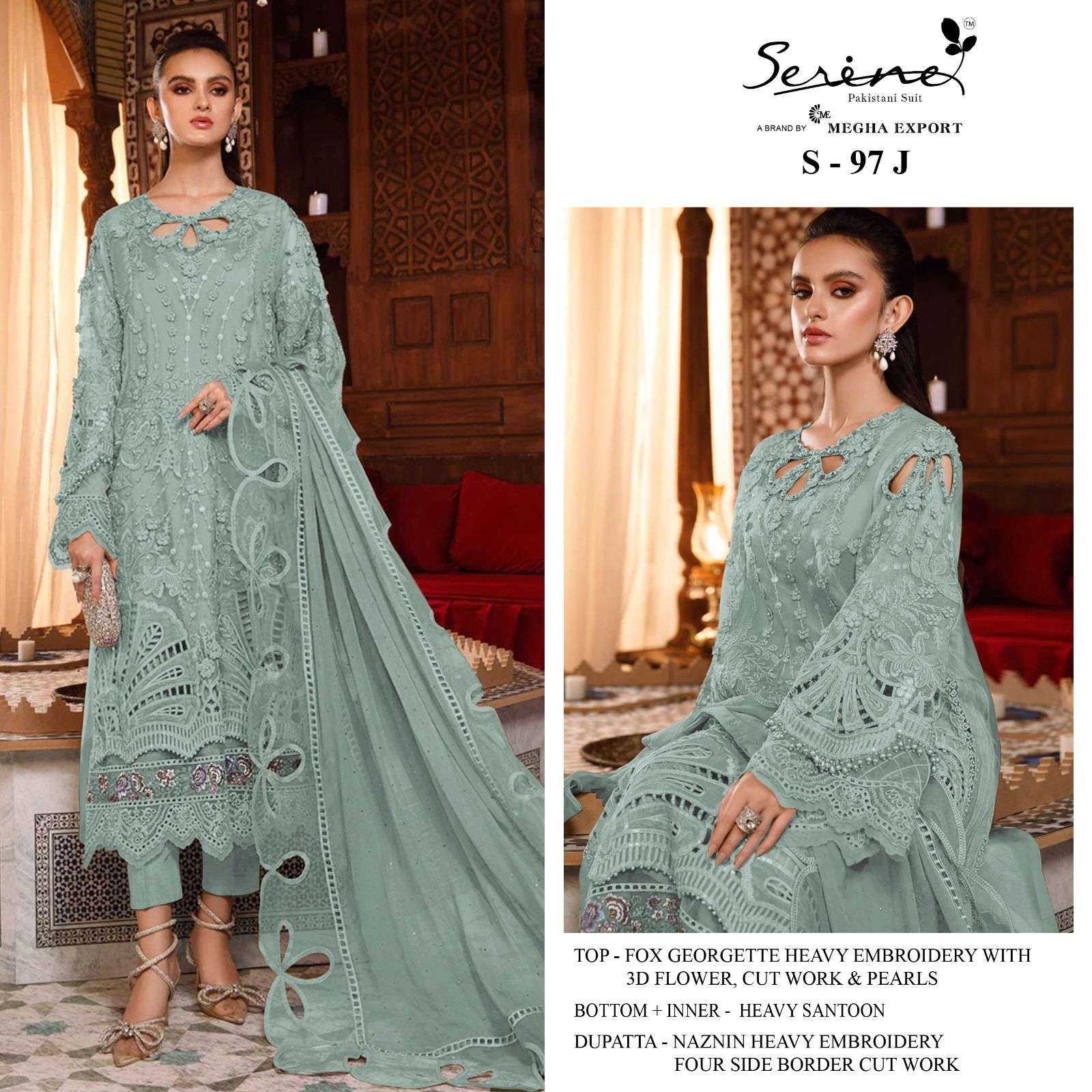 Serene Hit Design S-97 Colours Vol-3 By Serene S-97-I To S-97-L Series Designer Pakistani Suits Beautiful Fancy Colorful Stylish Party Wear & Occasional Wear Faux Georgette Embroidered Dresses At Wholesale Price