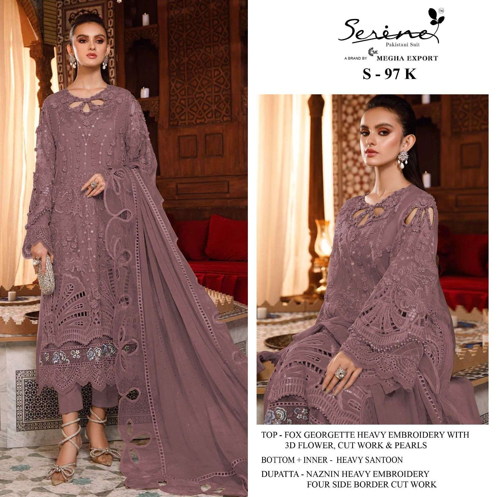 Serene Hit Design S-97 Colours Vol-3 By Serene S-97-I To S-97-L Series Designer Pakistani Suits Beautiful Fancy Colorful Stylish Party Wear & Occasional Wear Faux Georgette Embroidered Dresses At Wholesale Price