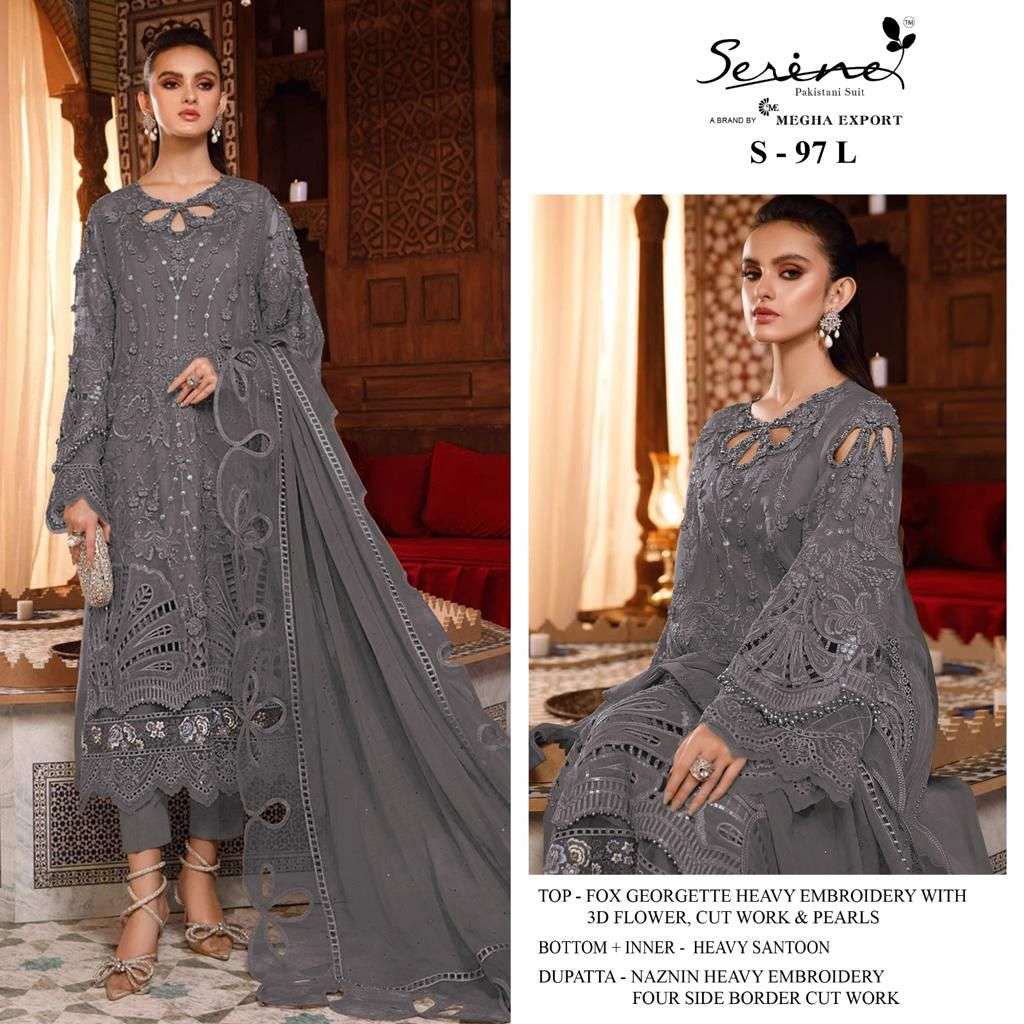 Serene Hit Design S-97 Colours Vol-3 By Serene S-97-I To S-97-L Series Designer Pakistani Suits Beautiful Fancy Colorful Stylish Party Wear & Occasional Wear Faux Georgette Embroidered Dresses At Wholesale Price