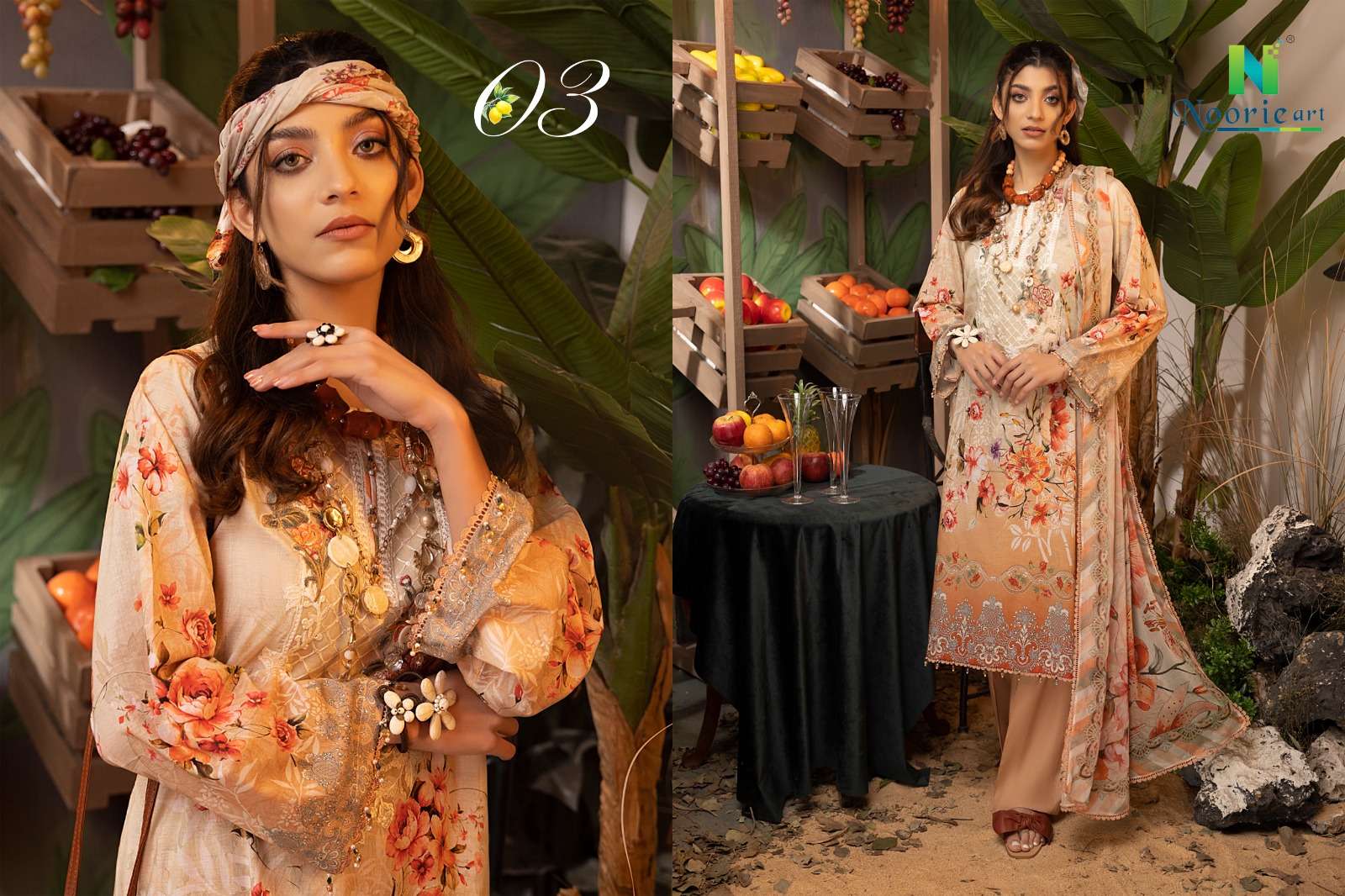Libaas By Noorie Arts 01 To 09 Series Pakistani Suits Beautiful Fancy Colorful Stylish Party Wear & Occasional Wear Pure Cambric Cotton With Embroidery Dresses At Wholesale Price