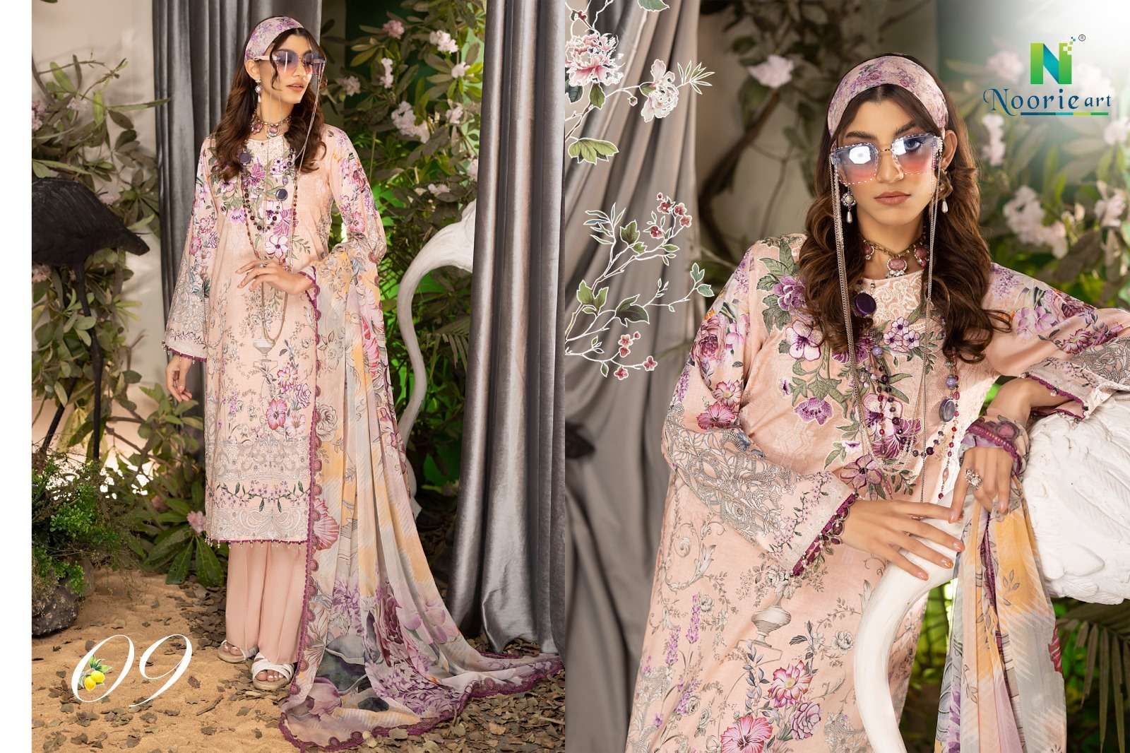 Libaas By Noorie Arts 01 To 09 Series Pakistani Suits Beautiful Fancy Colorful Stylish Party Wear & Occasional Wear Pure Cambric Cotton With Embroidery Dresses At Wholesale Price