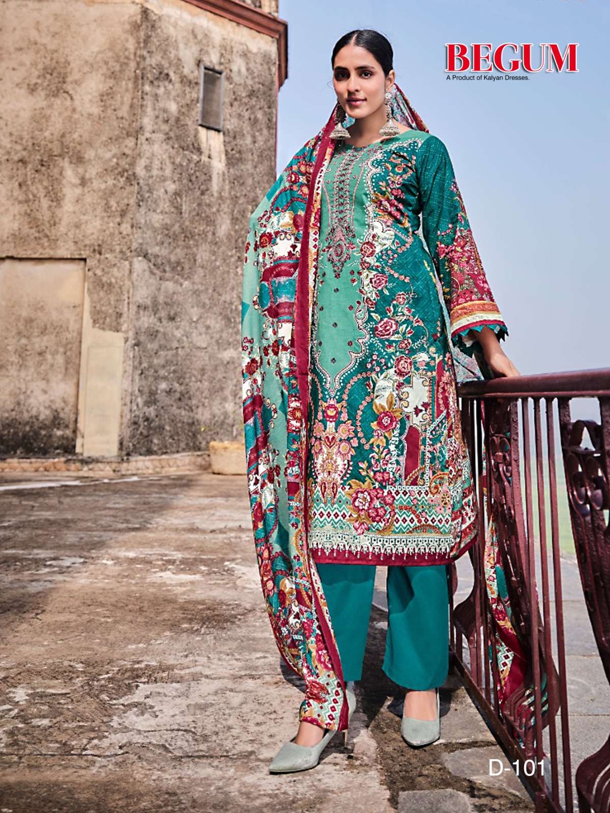Begum Vol-1 By Kalyan 101 To 106 Series Festive Suits Beautiful Fancy Colorful Stylish Party Wear & Occasional Wear Pure Cotton With Embroidery Dresses At Wholesale Price