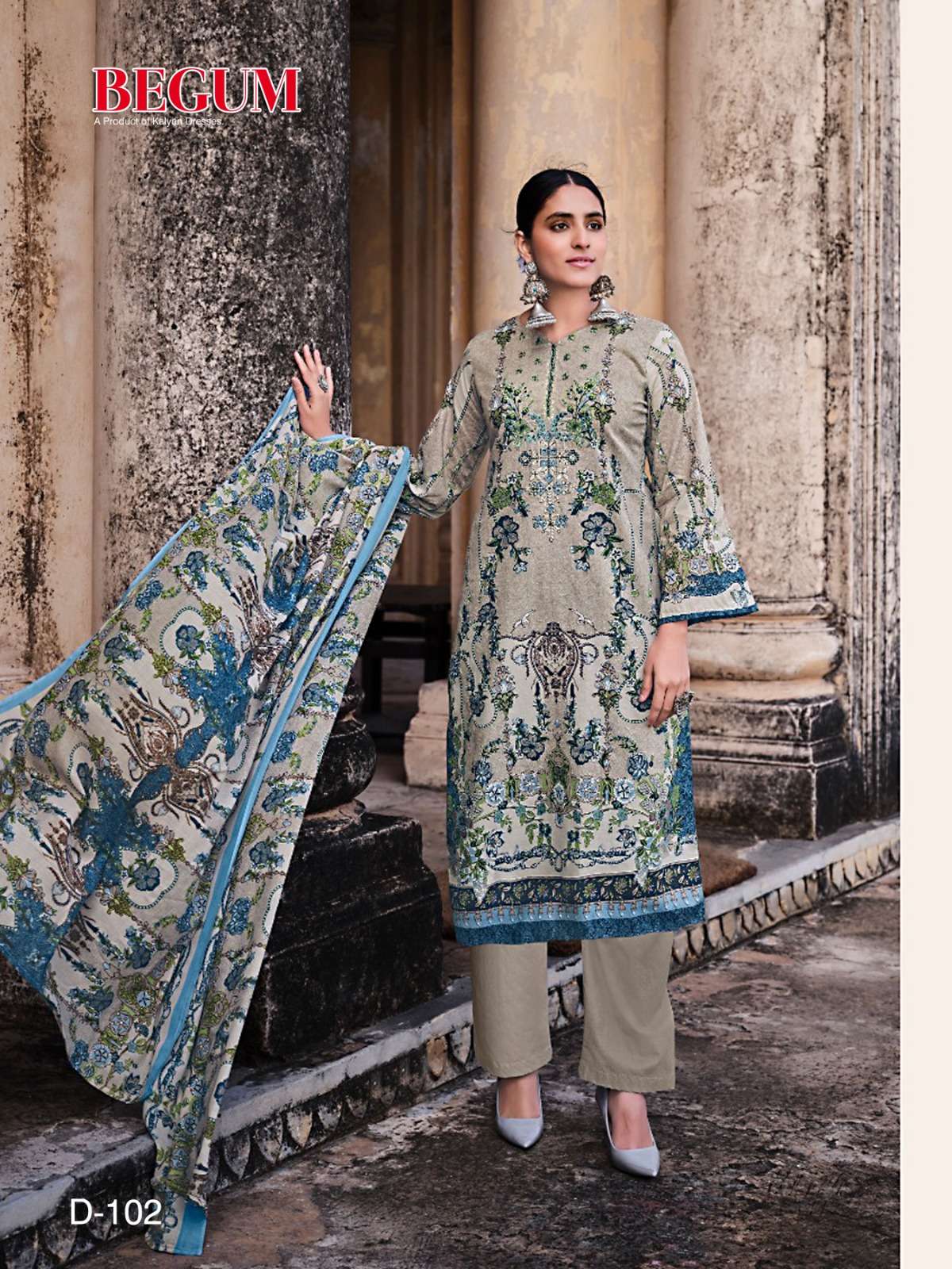 Begum Vol-1 By Kalyan 101 To 106 Series Festive Suits Beautiful Fancy Colorful Stylish Party Wear & Occasional Wear Pure Cotton With Embroidery Dresses At Wholesale Price