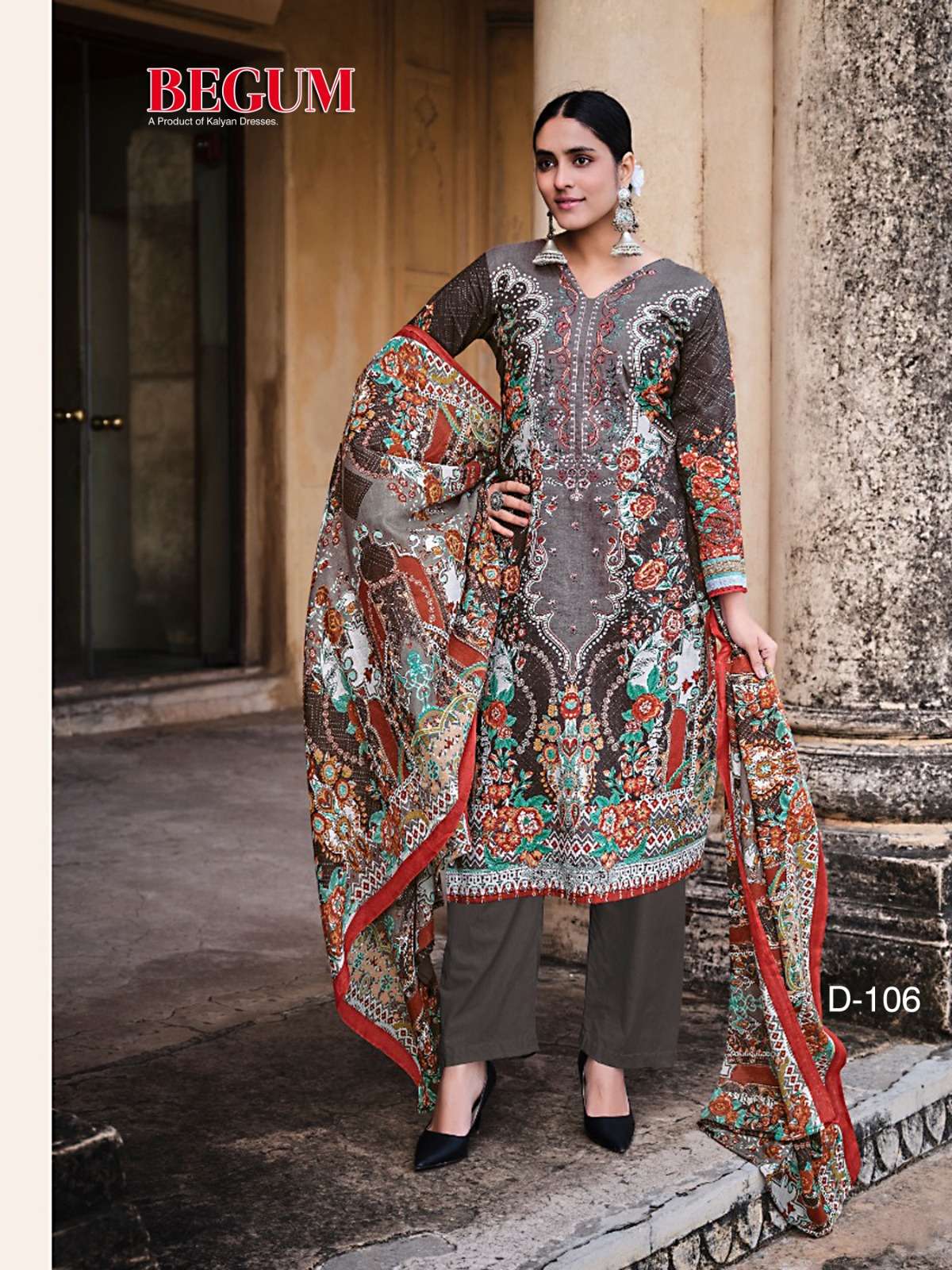 Begum Vol-1 By Kalyan 101 To 106 Series Festive Suits Beautiful Fancy Colorful Stylish Party Wear & Occasional Wear Pure Cotton With Embroidery Dresses At Wholesale Price