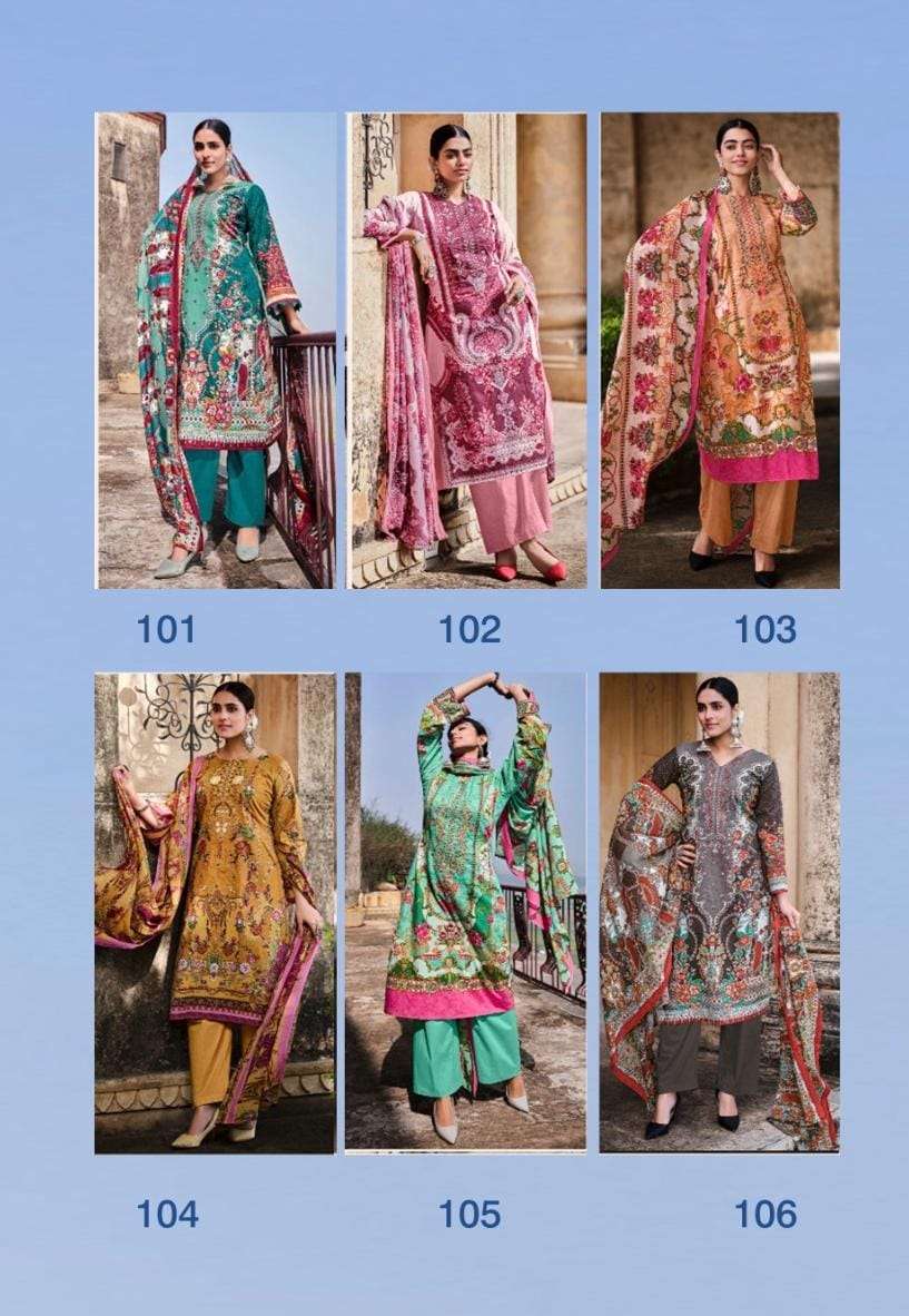 Begum Vol-1 By Kalyan 101 To 106 Series Festive Suits Beautiful Fancy Colorful Stylish Party Wear & Occasional Wear Pure Cotton With Embroidery Dresses At Wholesale Price