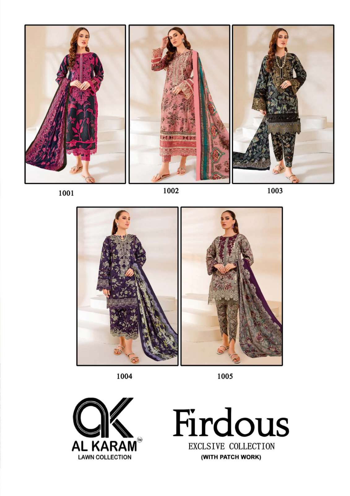 Firdous By Al Karam Lawn Collection 1001 To 1006 Series Designer Festive Suits Beautiful Fancy Stylish Colorful Party Wear & Occasional Wear Soft Cotton Printed Dresses At Wholesale Price