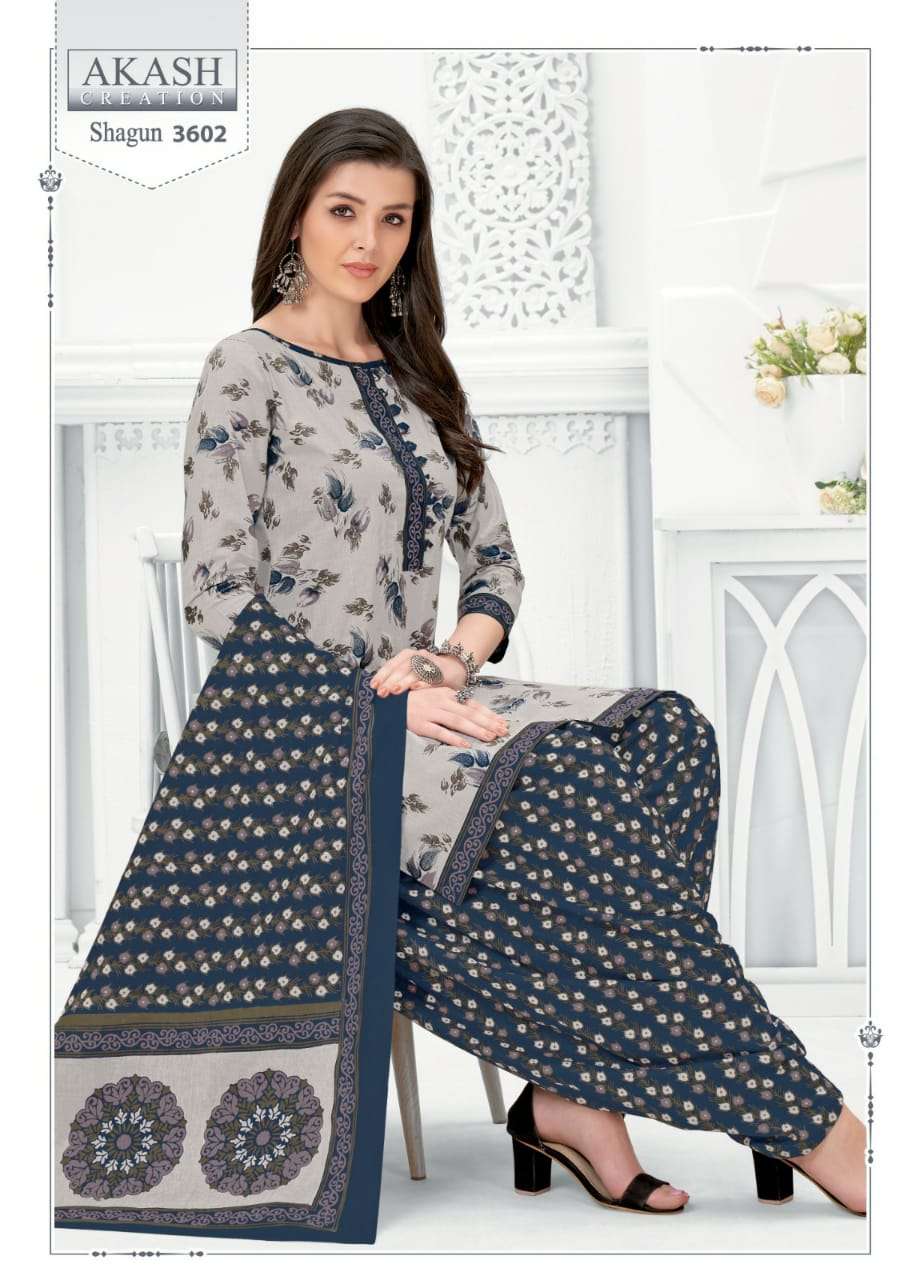Shagun Vol-36 By Akash Creation 3601 To 3625 Series Festive Stylish Beautiful Colourful Printed & Embroidered Party Wear & Occasional Wear Cotton Dresses At Wholesale Price