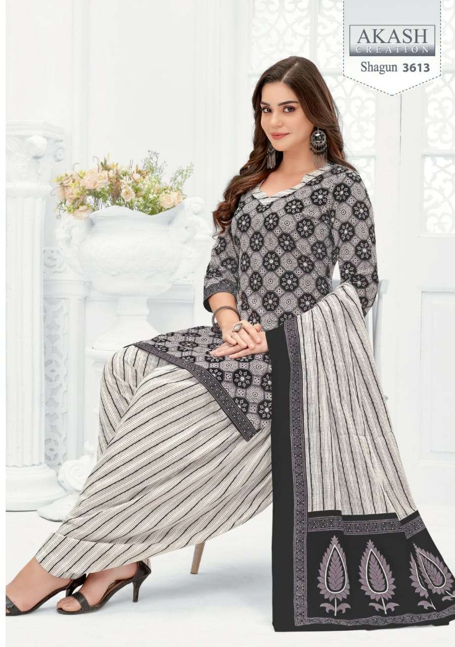 Shagun Vol-36 By Akash Creation 3601 To 3625 Series Festive Stylish Beautiful Colourful Printed & Embroidered Party Wear & Occasional Wear Cotton Dresses At Wholesale Price