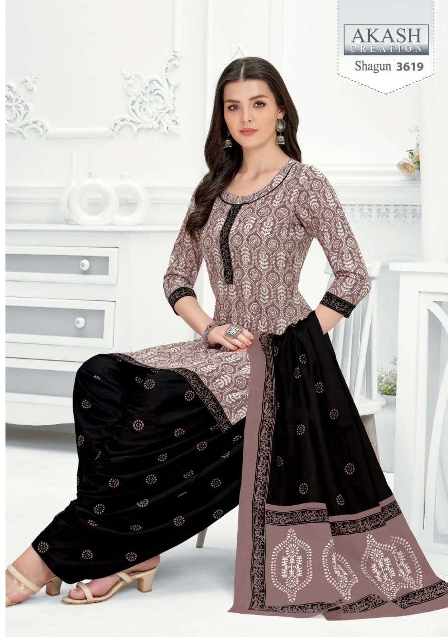 Shagun Vol-36 By Akash Creation 3601 To 3625 Series Festive Stylish Beautiful Colourful Printed & Embroidered Party Wear & Occasional Wear Cotton Dresses At Wholesale Price