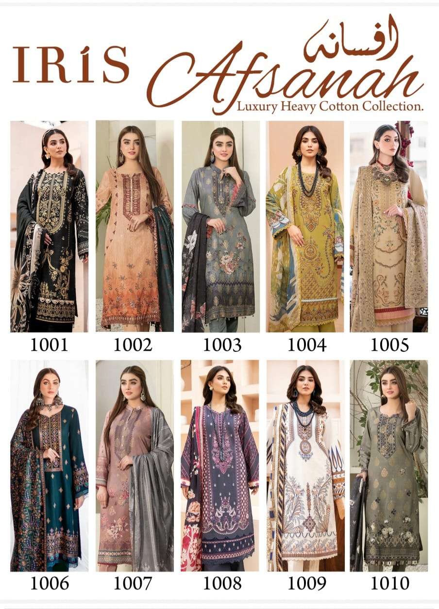 Afsanah By Iris 1001 To 1010 Series Designer Festive Suits Beautiful Fancy Stylish Colorful Party Wear & Occasional Wear Pure Cotton Printed Dresses At Wholesale Price
